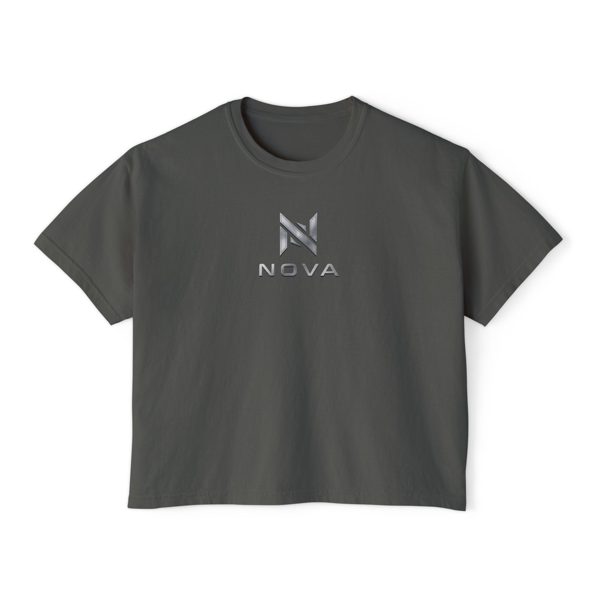 Nova Logo Women's Boxy Tee - Minimalist Graphic Crop T-Shirt