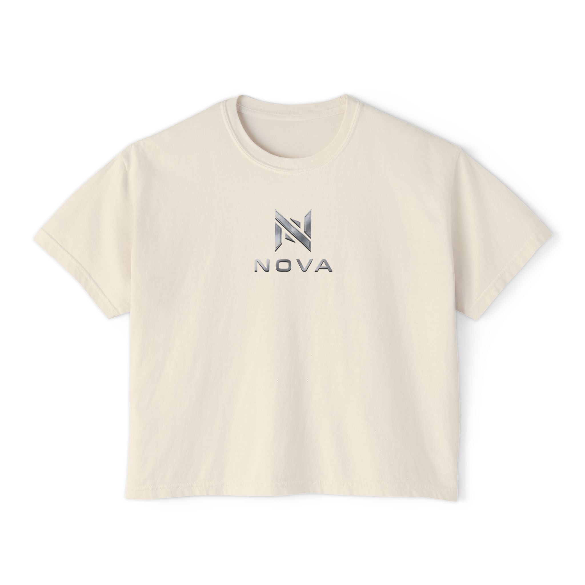 Nova Logo Women's Boxy Tee - Minimalist Graphic Crop T-Shirt