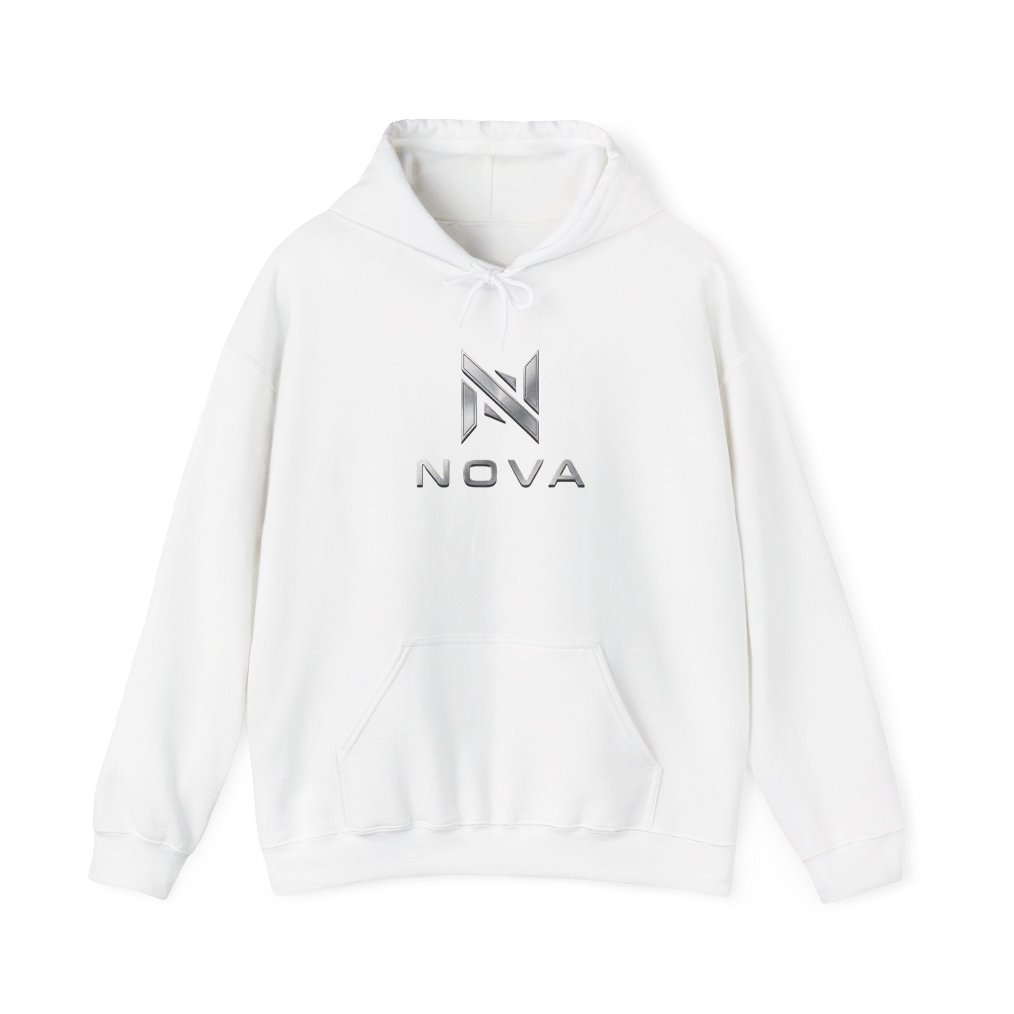 Nova  Hoodie — Geometric Metallic Emblem Pullover