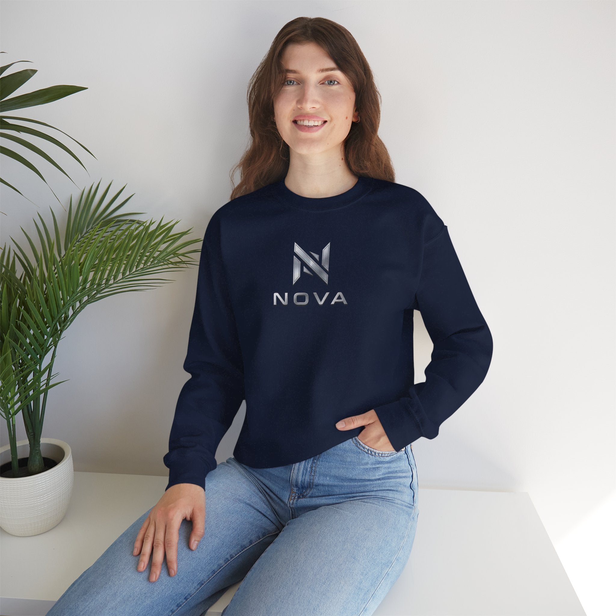 Nova  Crewneck Sweatshirt — Metallic Monogram Graphic