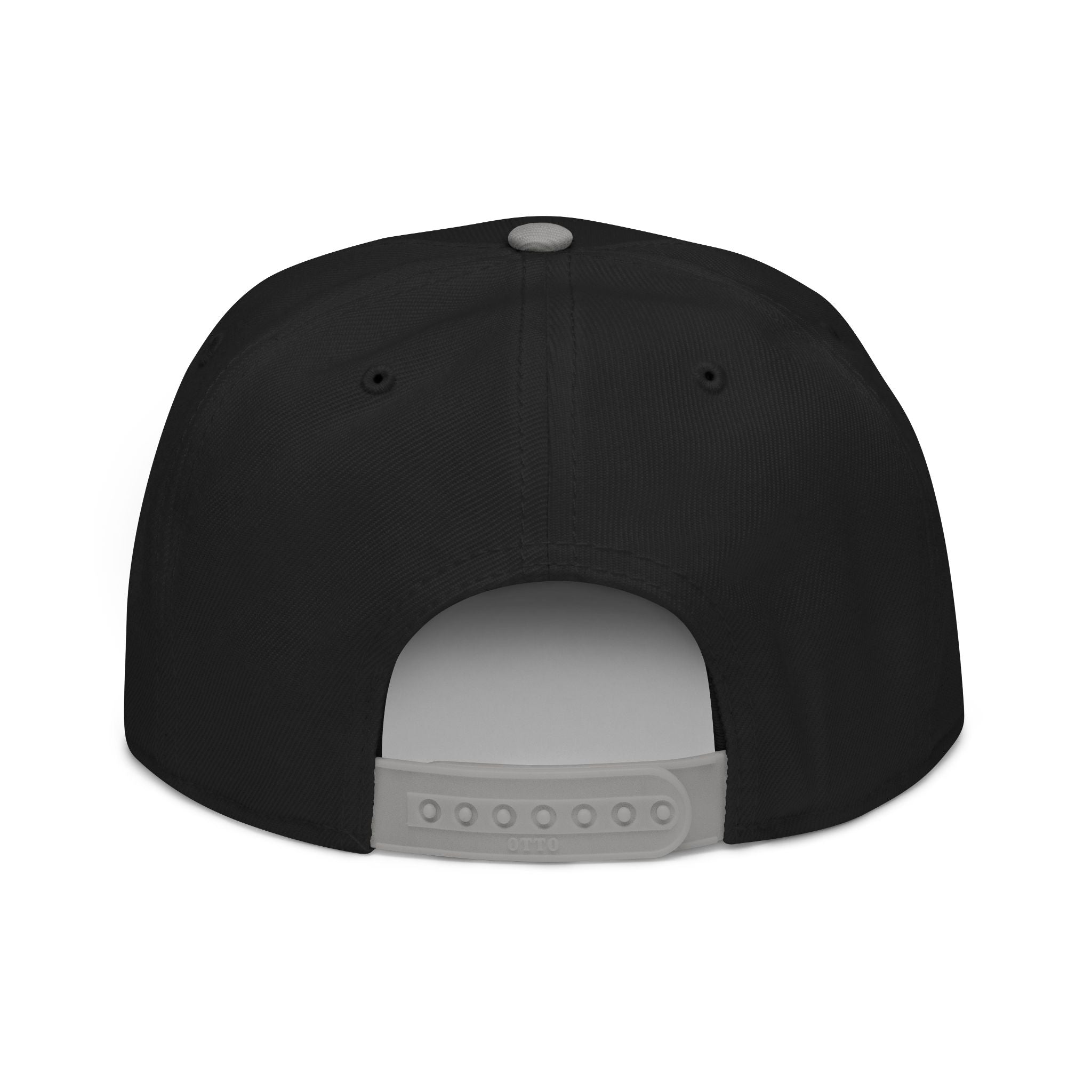 Embroidered Nova Snapback Hat – Black/Charcoal Flat Brim Cap
