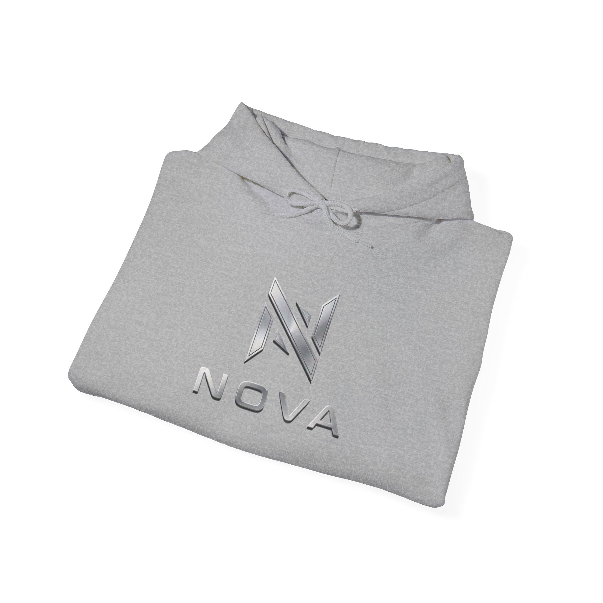 Nova  Hoodie — Geometric Metallic Emblem Pullover