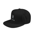 Embroidered Nova Snapback Hat – Black/Charcoal Flat Brim Cap