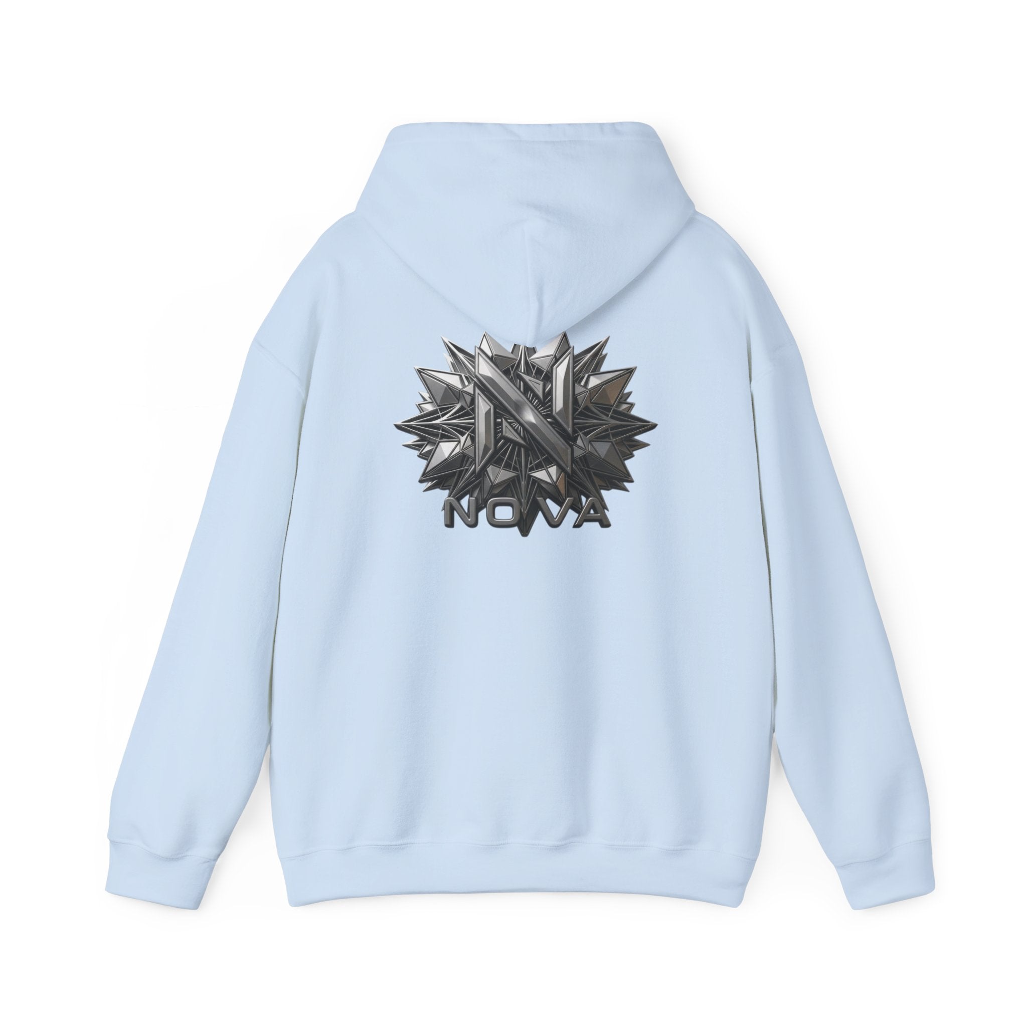 Nova  Hoodie — Geometric Metallic Emblem Pullover