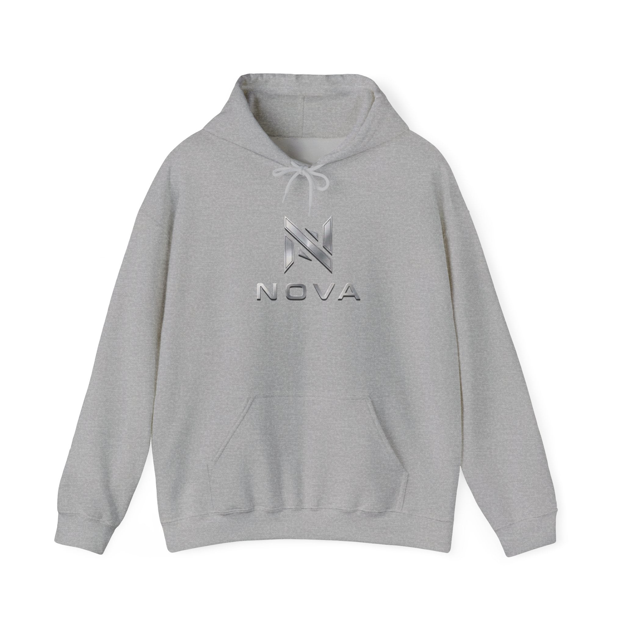 Nova  Hoodie — Geometric Metallic Emblem Pullover