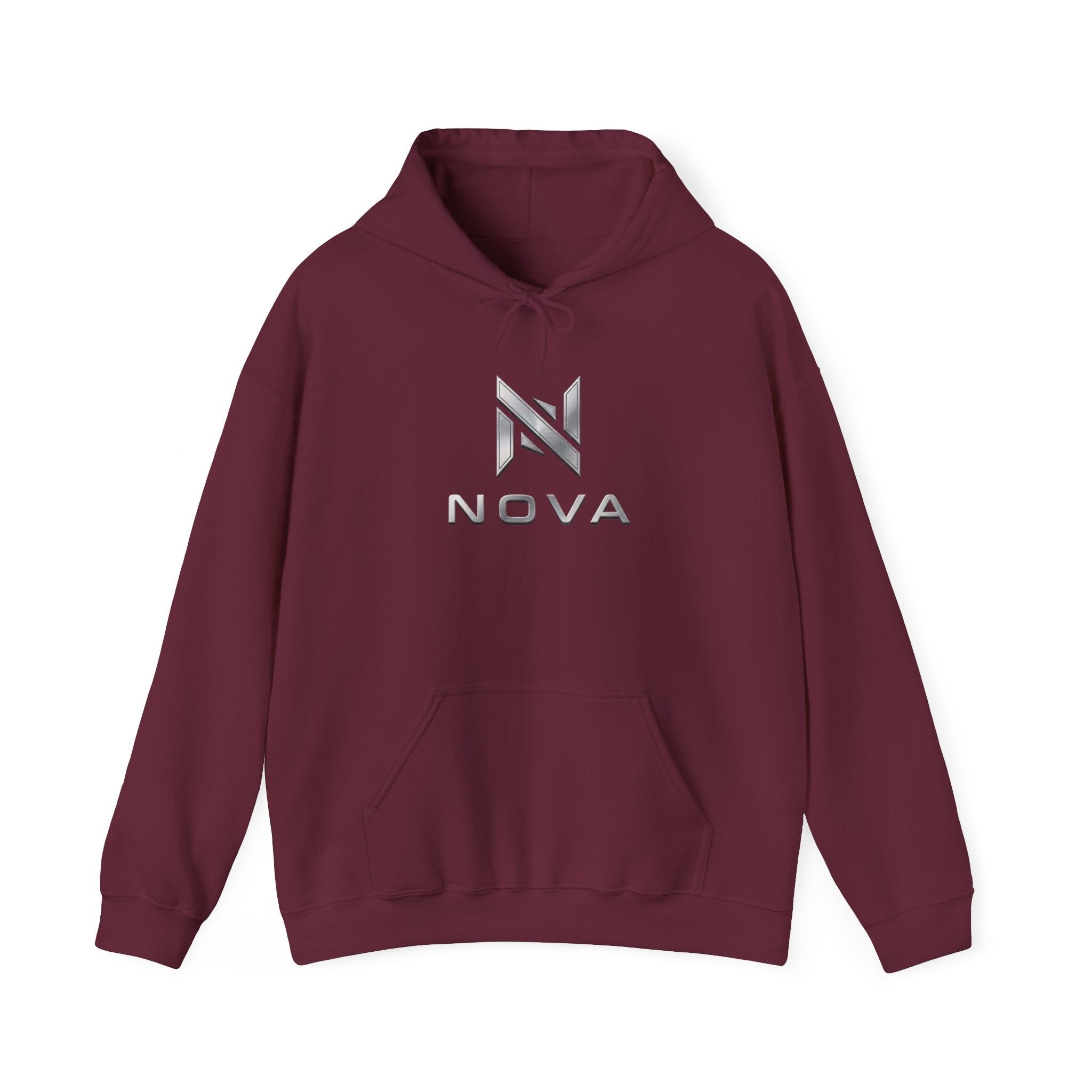 Nova  Hoodie — Geometric Metallic Emblem Pullover