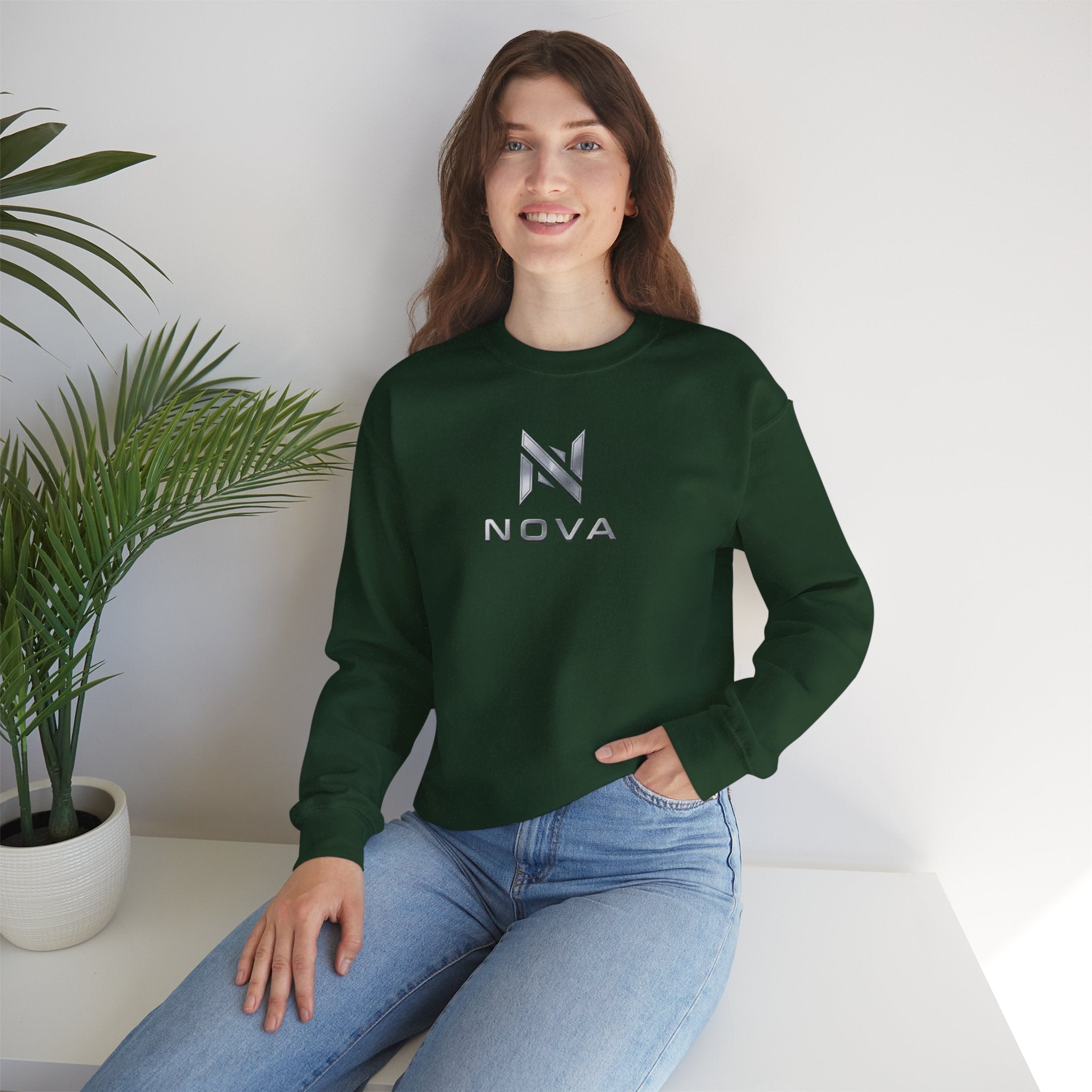 Nova  Crewneck Sweatshirt — Metallic Monogram Graphic