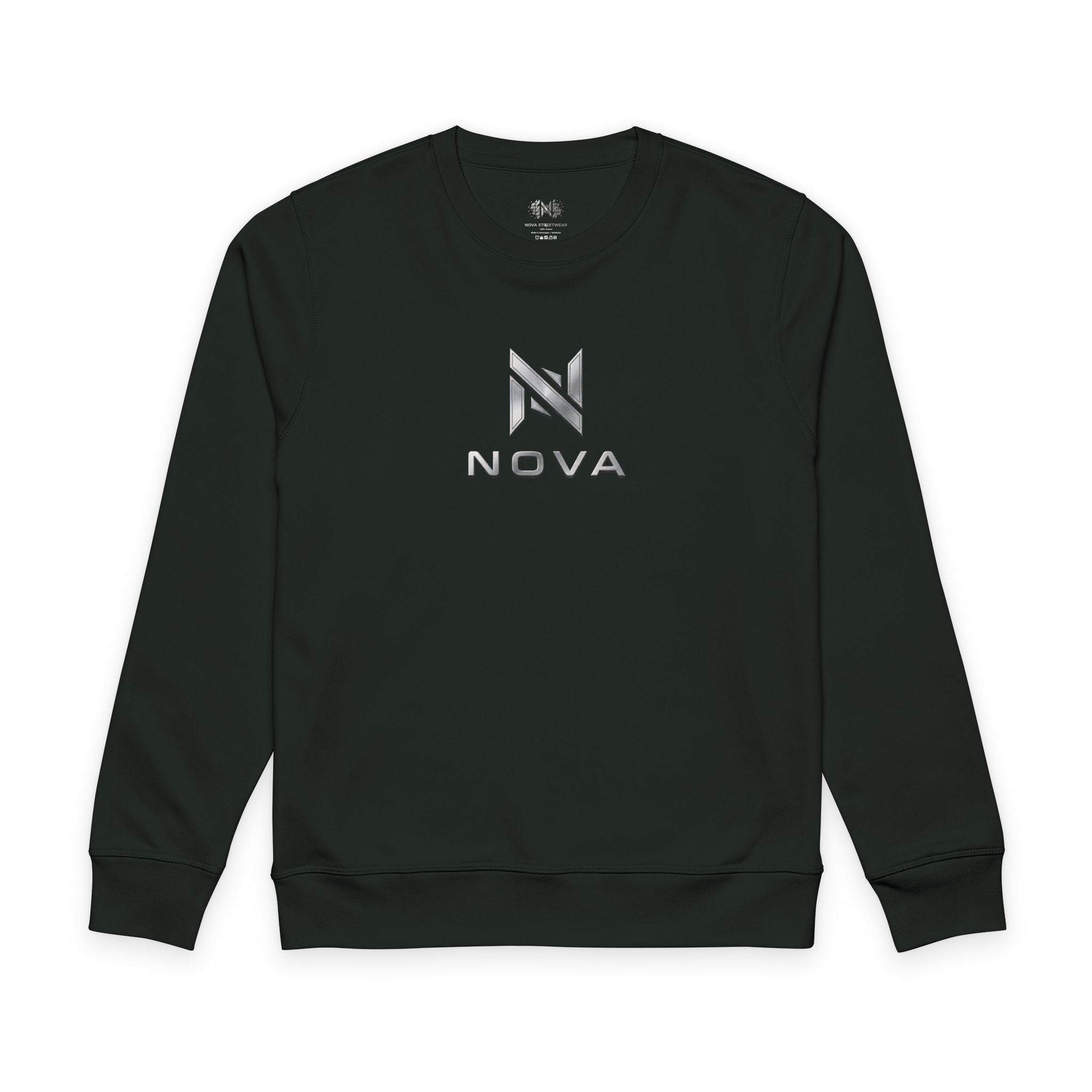 Nova Sweatshirt — Minimal Front, Geometric Star Back Organic Crewneck