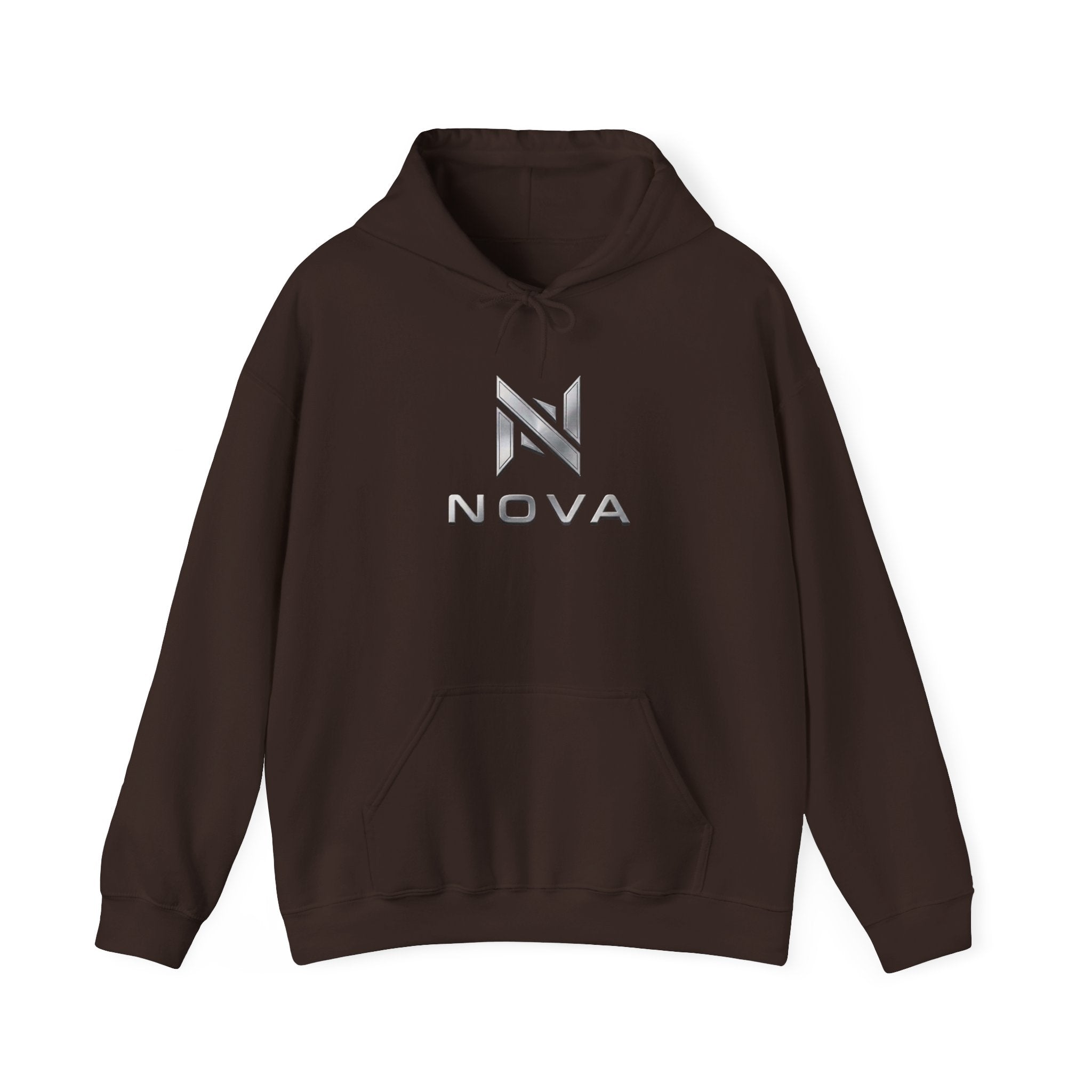 Nova  Hoodie — Geometric Metallic Emblem Pullover