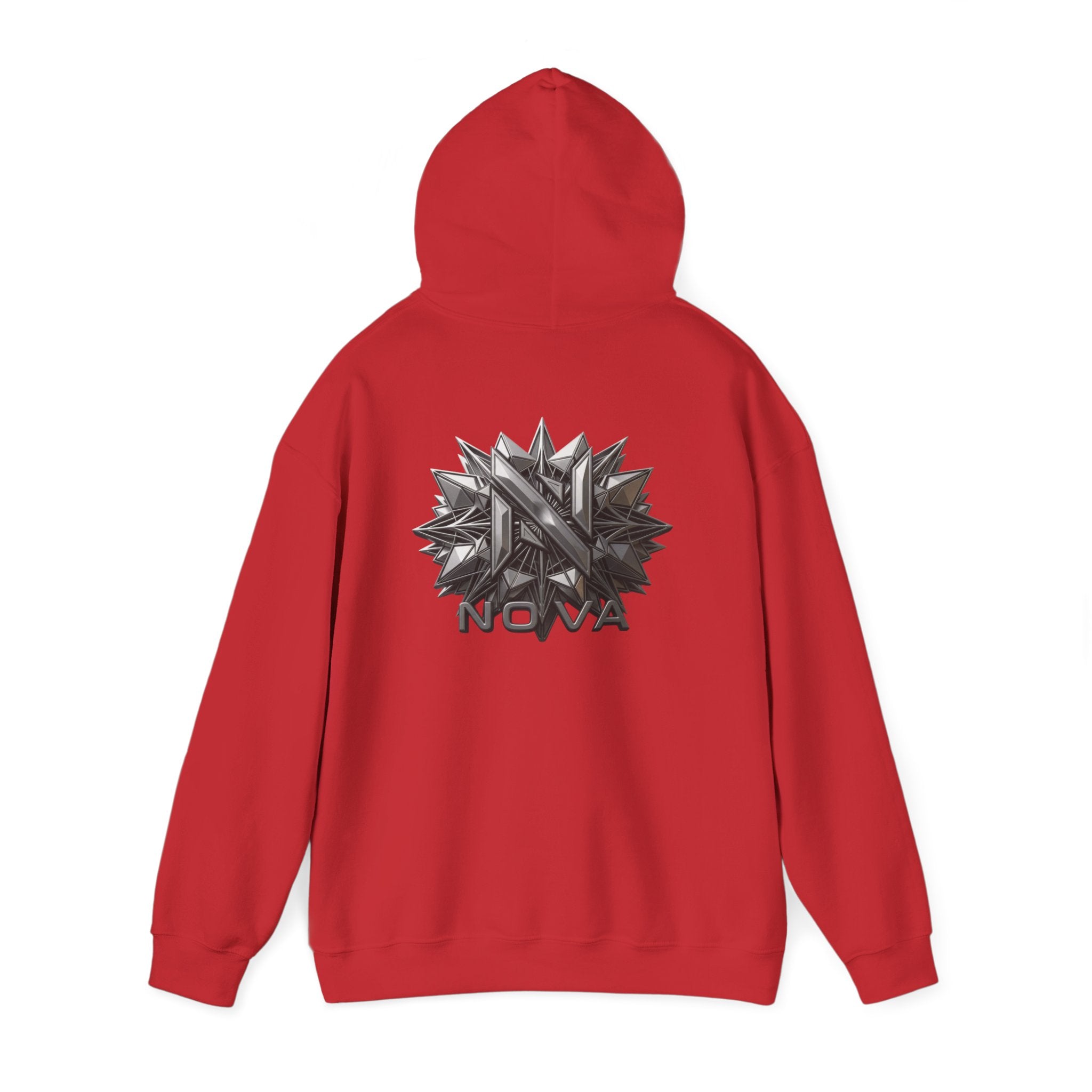 Nova  Hoodie — Geometric Metallic Emblem Pullover