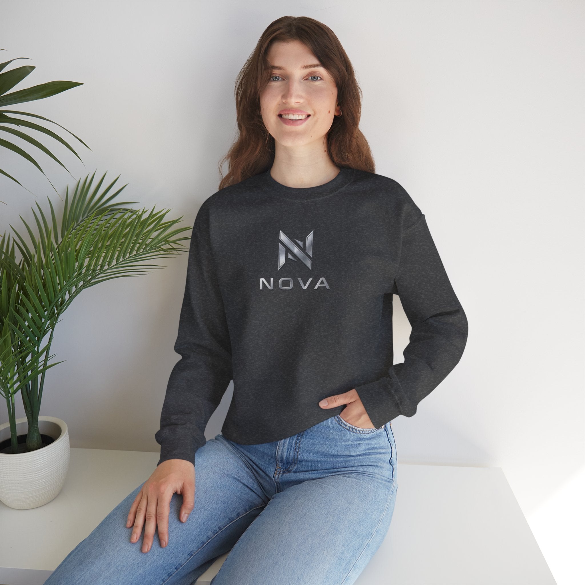 Nova  Crewneck Sweatshirt — Metallic Monogram Graphic