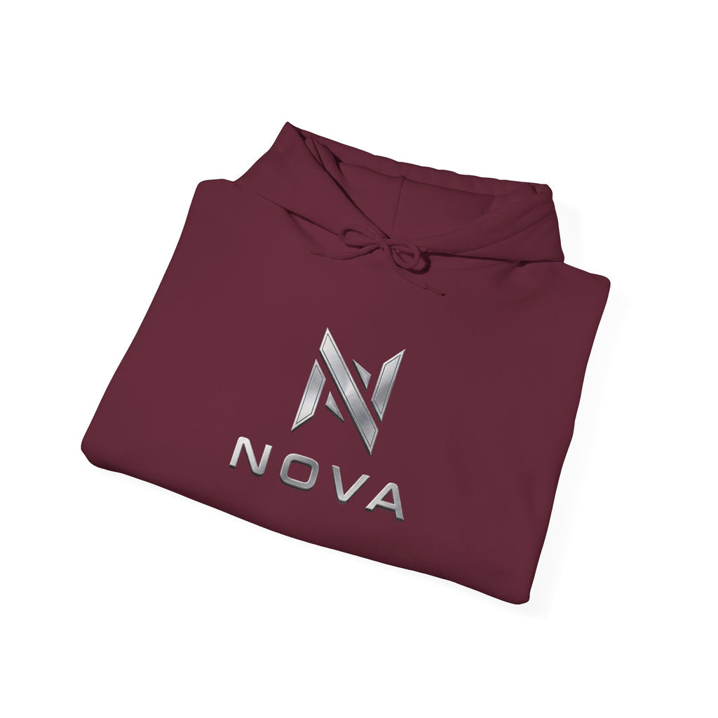 Nova  Hoodie — Geometric Metallic Emblem Pullover
