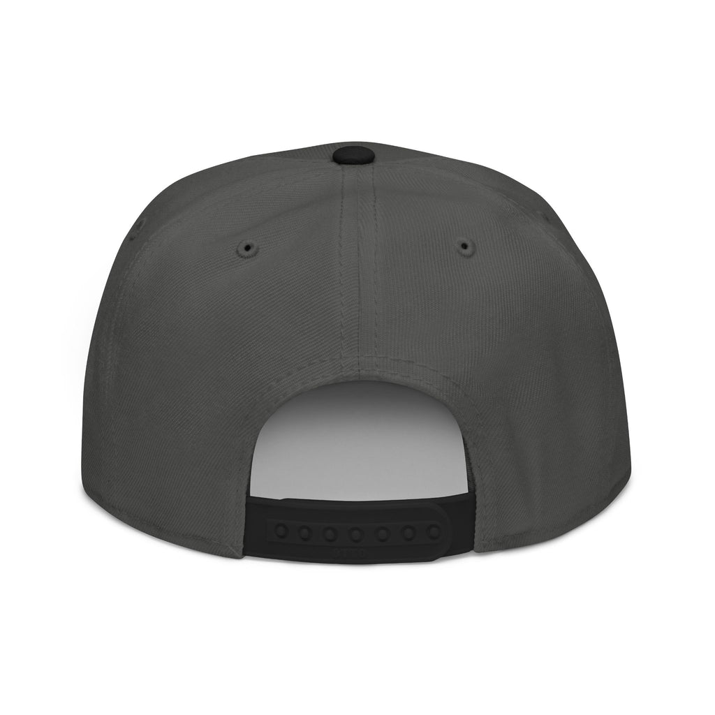 Embroidered Nova Snapback Hat – Black/Charcoal Flat Brim Cap