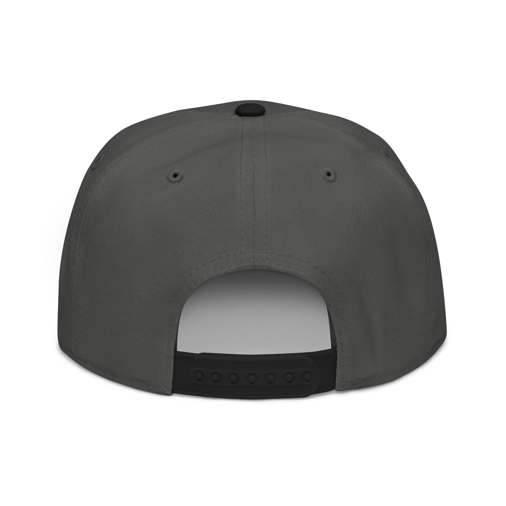 Embroidered Nova Snapback Hat – Black/Charcoal Flat Brim Cap