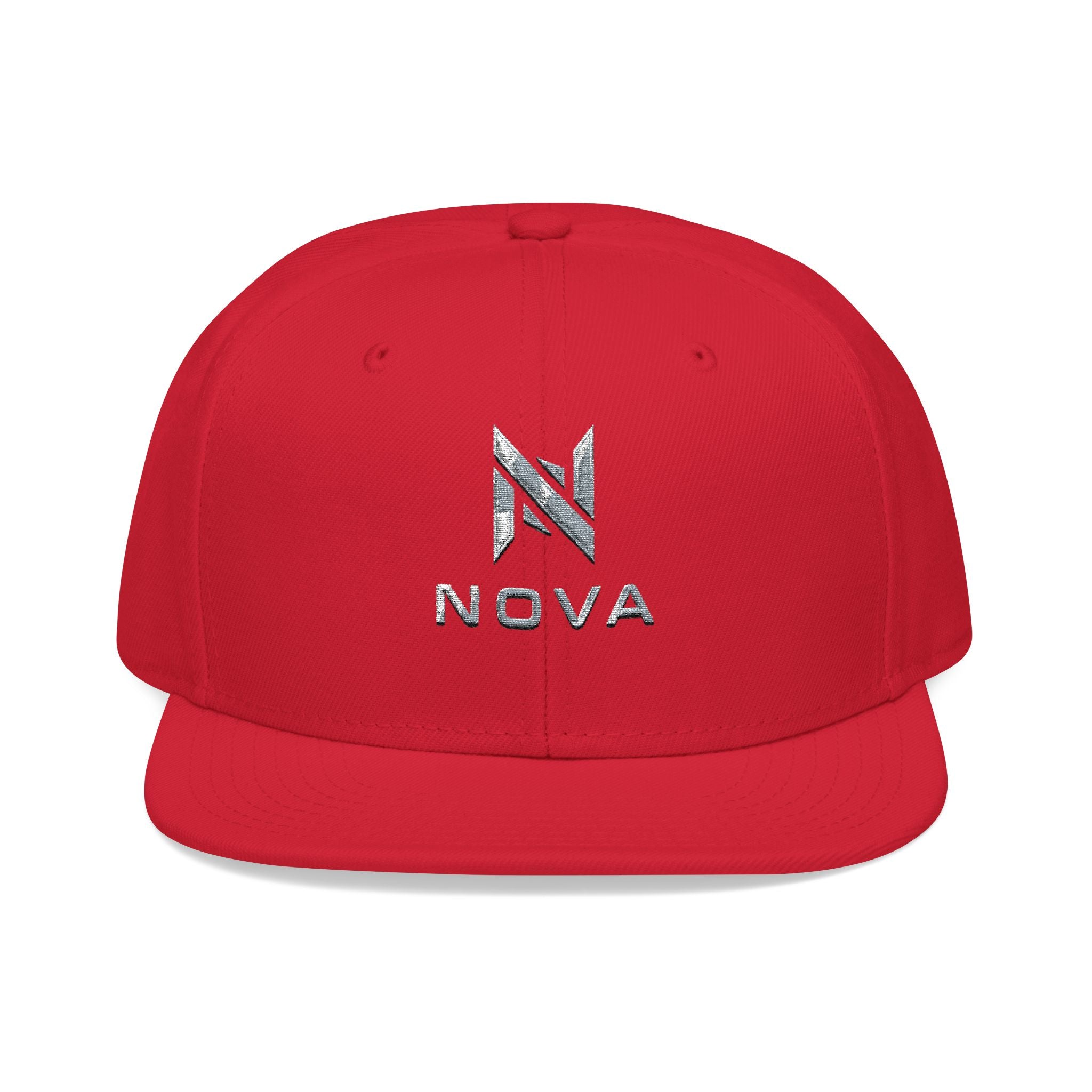 Embroidered Nova Snapback Hat – Black/Charcoal Flat Brim Cap