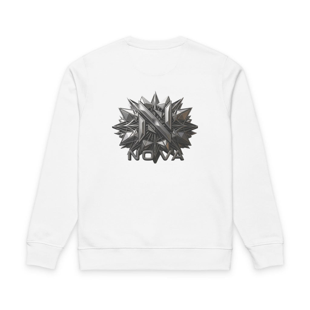 Nova Sweatshirt — Minimal Front, Geometric Star Back Organic Crewneck