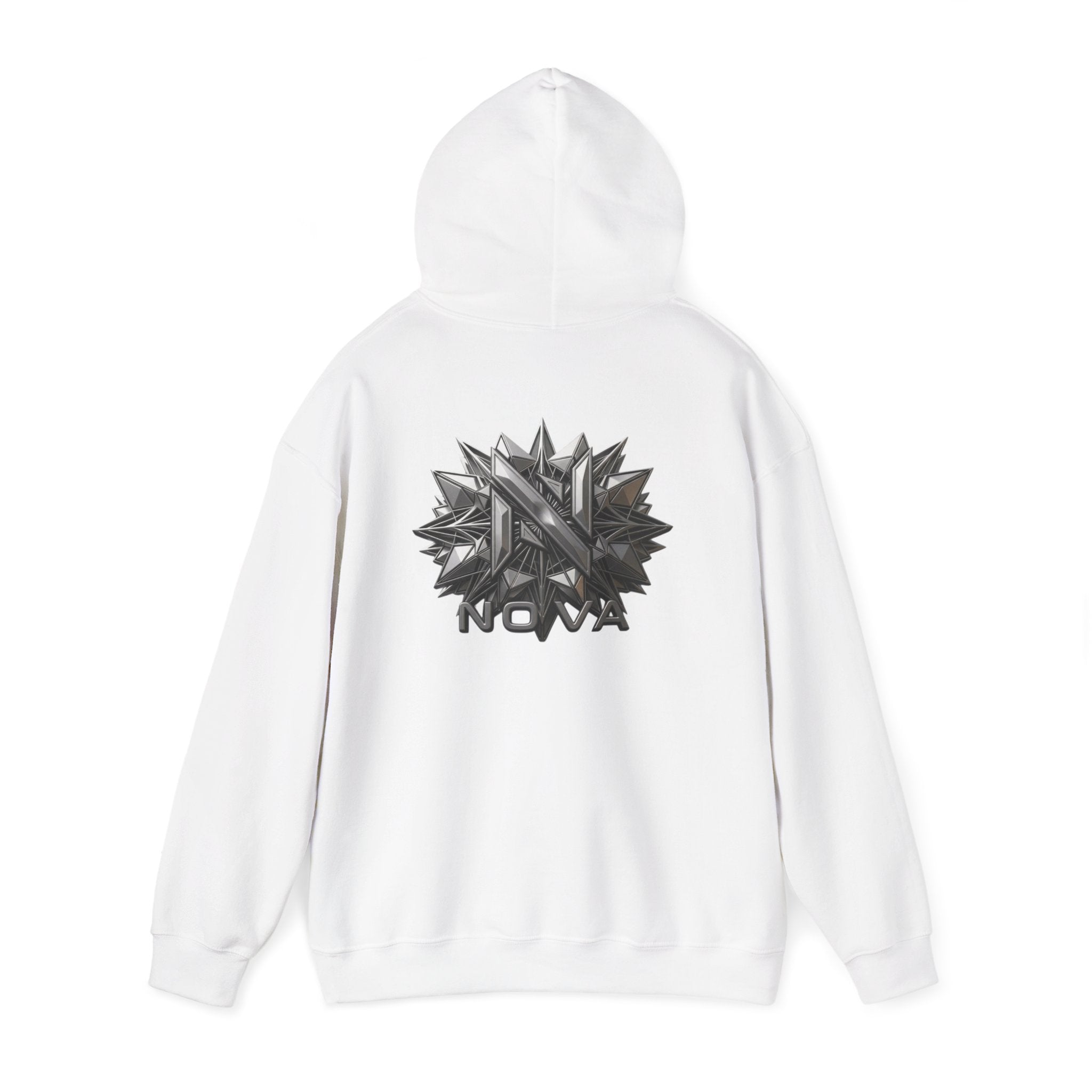 Nova  Hoodie — Geometric Metallic Emblem Pullover