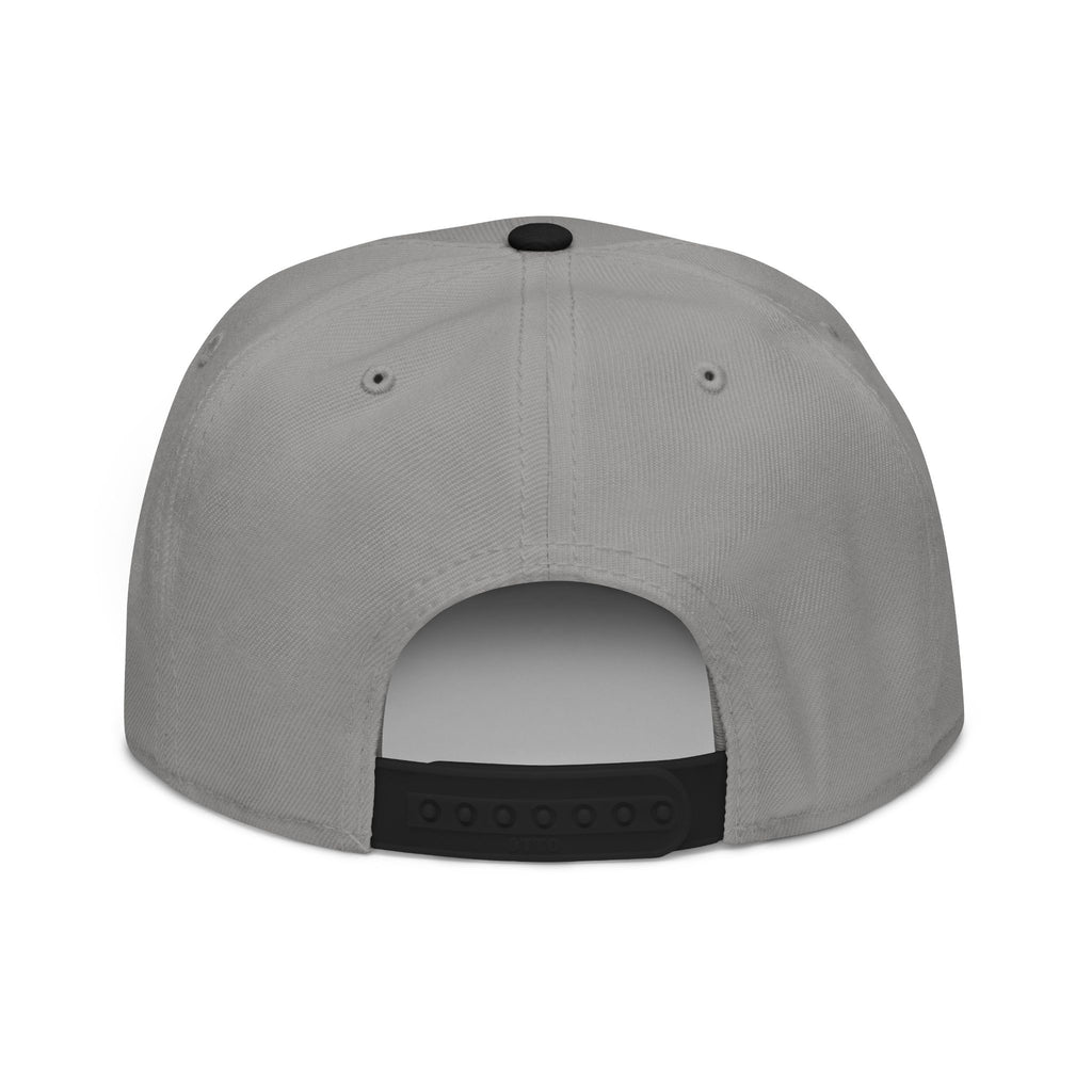 Embroidered Nova Snapback Hat – Black/Charcoal Flat Brim Cap