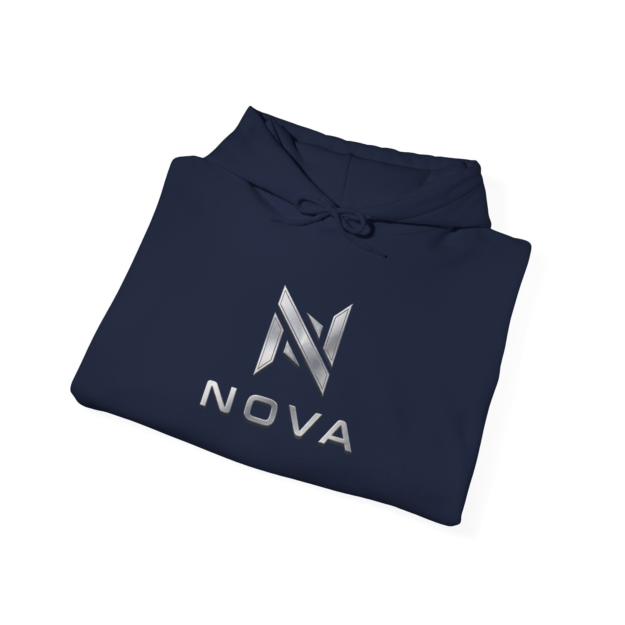 Nova  Hoodie — Geometric Metallic Emblem Pullover