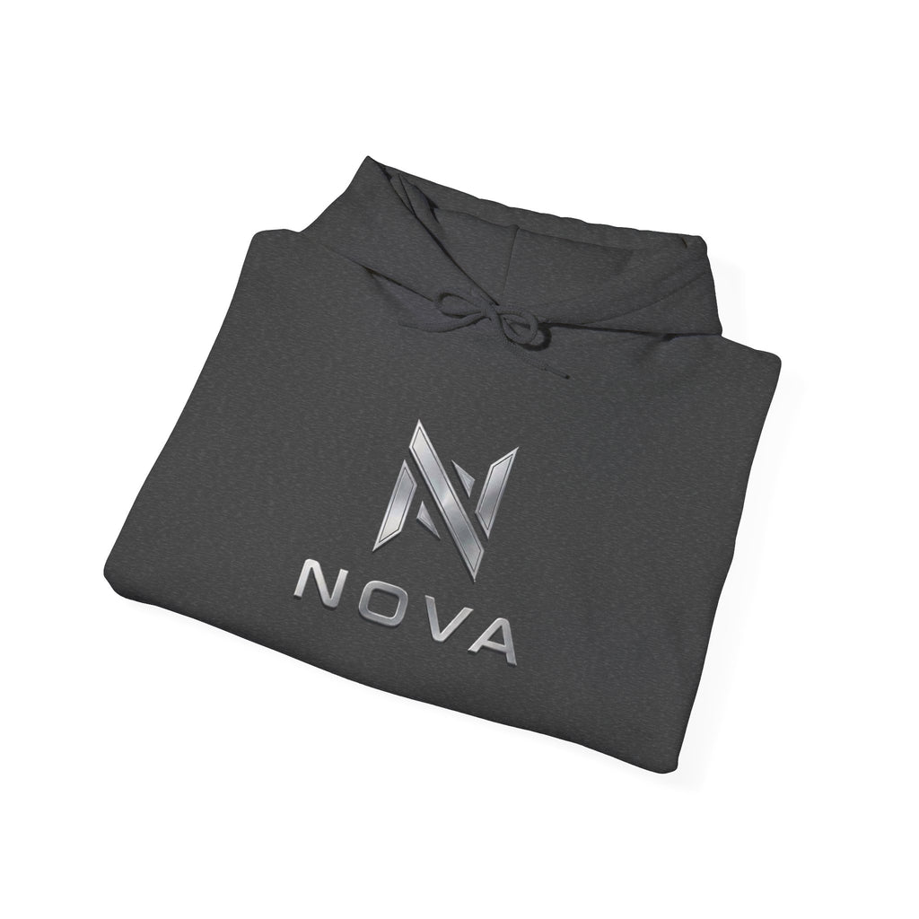 Nova  Hoodie — Geometric Metallic Emblem Pullover