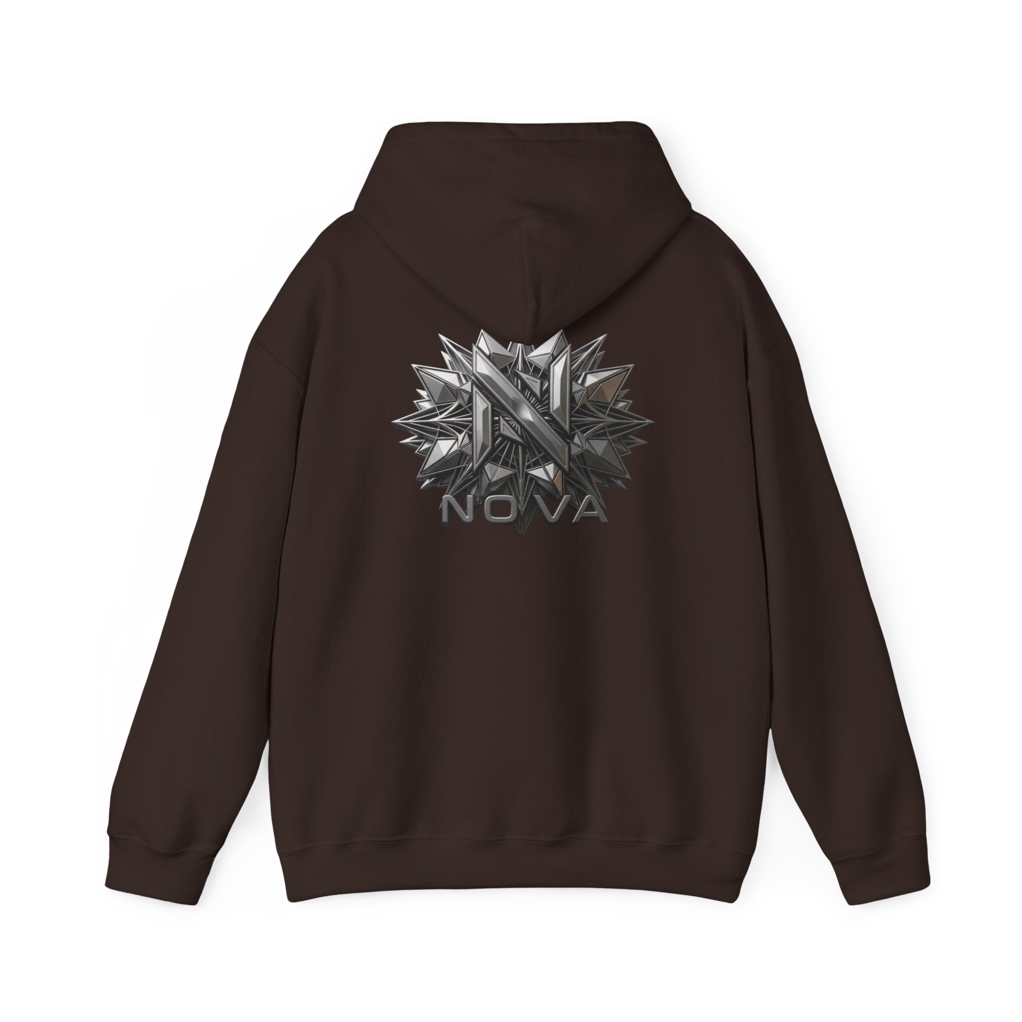 Nova  Hoodie — Geometric Metallic Emblem Pullover