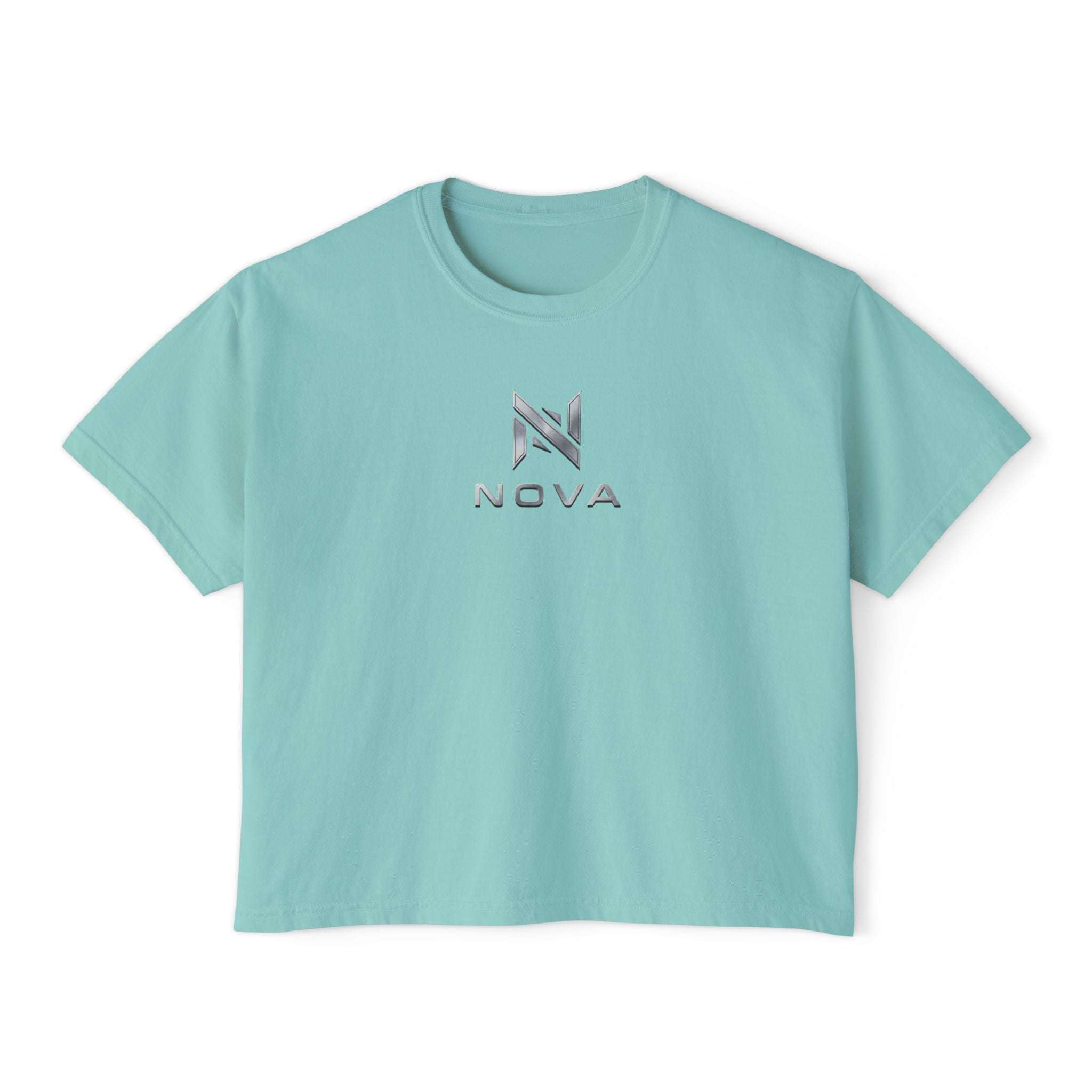 Nova Logo Women's Boxy Tee - Minimalist Graphic Crop T-Shirt