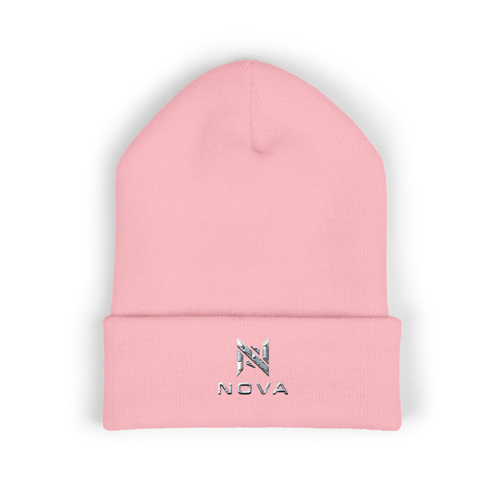 Embroidered Nova Cuffed Beanie — Classic Knit Winter Hat