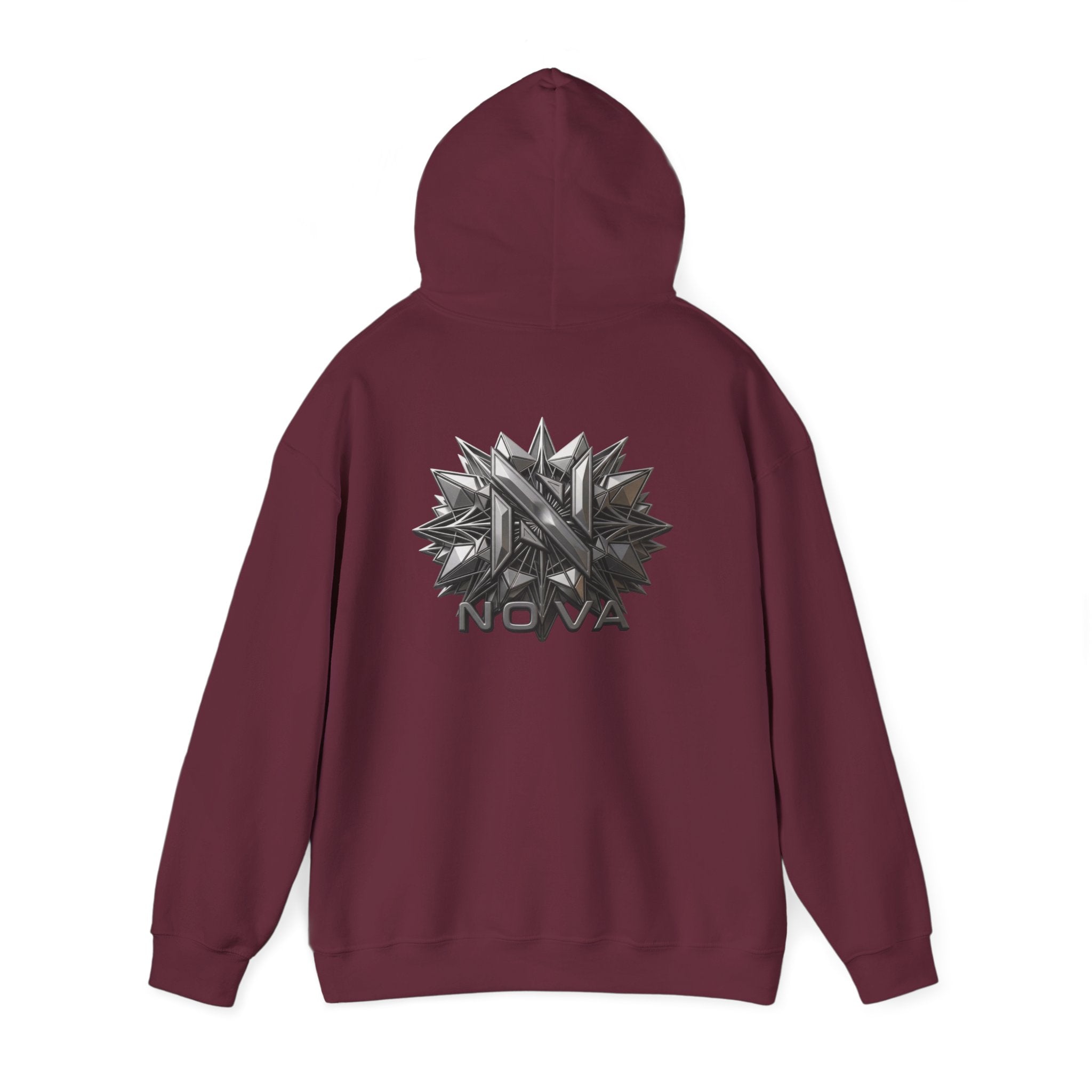 Nova  Hoodie — Geometric Metallic Emblem Pullover