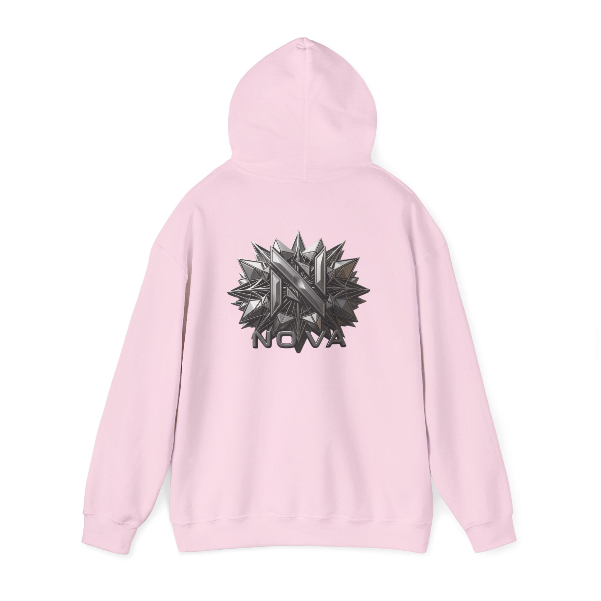 Nova  Hoodie — Geometric Metallic Emblem Pullover