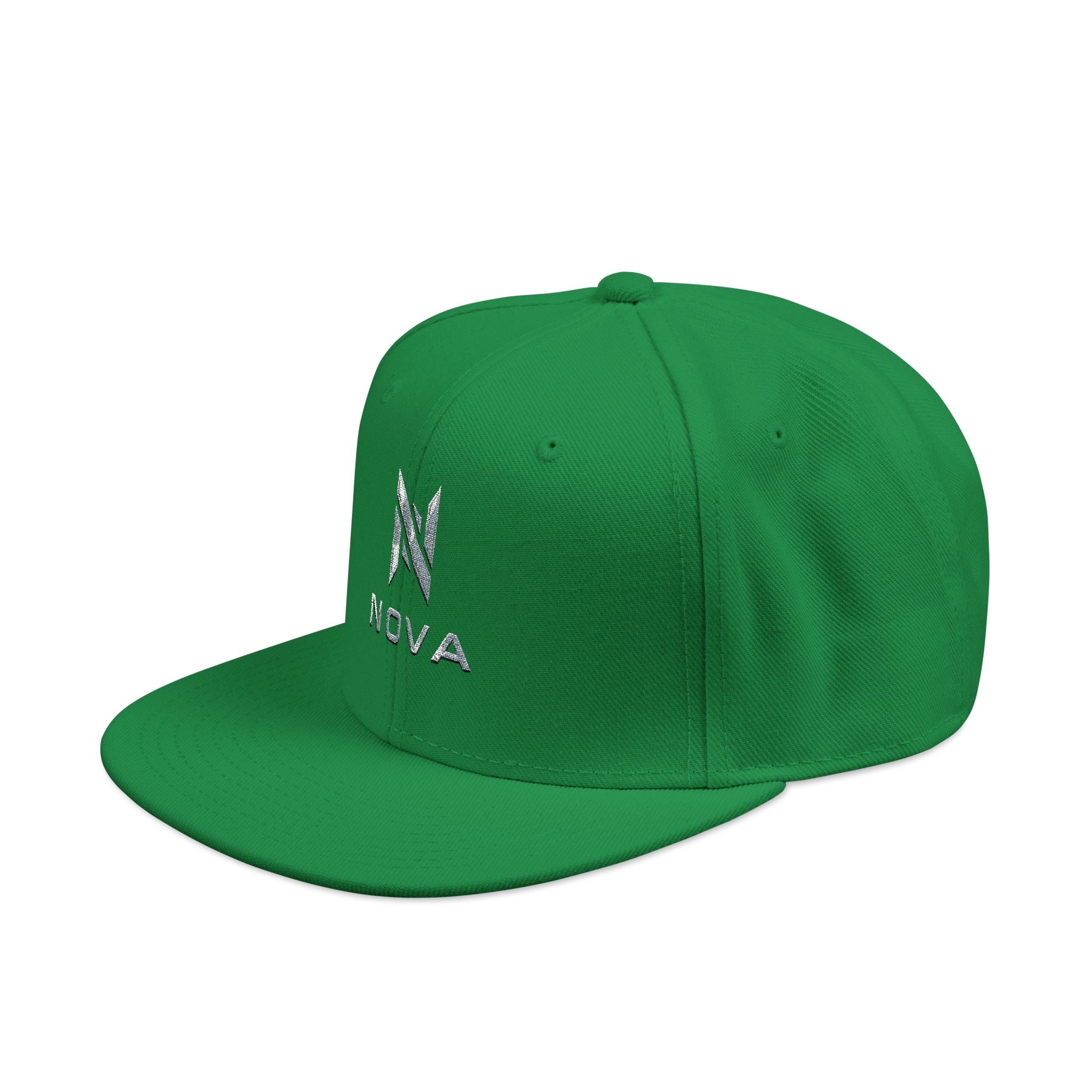 Embroidered Nova Snapback Hat – Black/Charcoal Flat Brim Cap