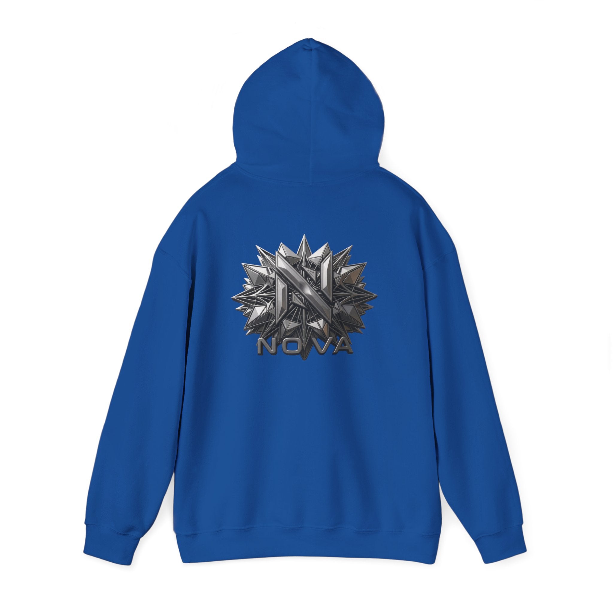 Nova  Hoodie — Geometric Metallic Emblem Pullover