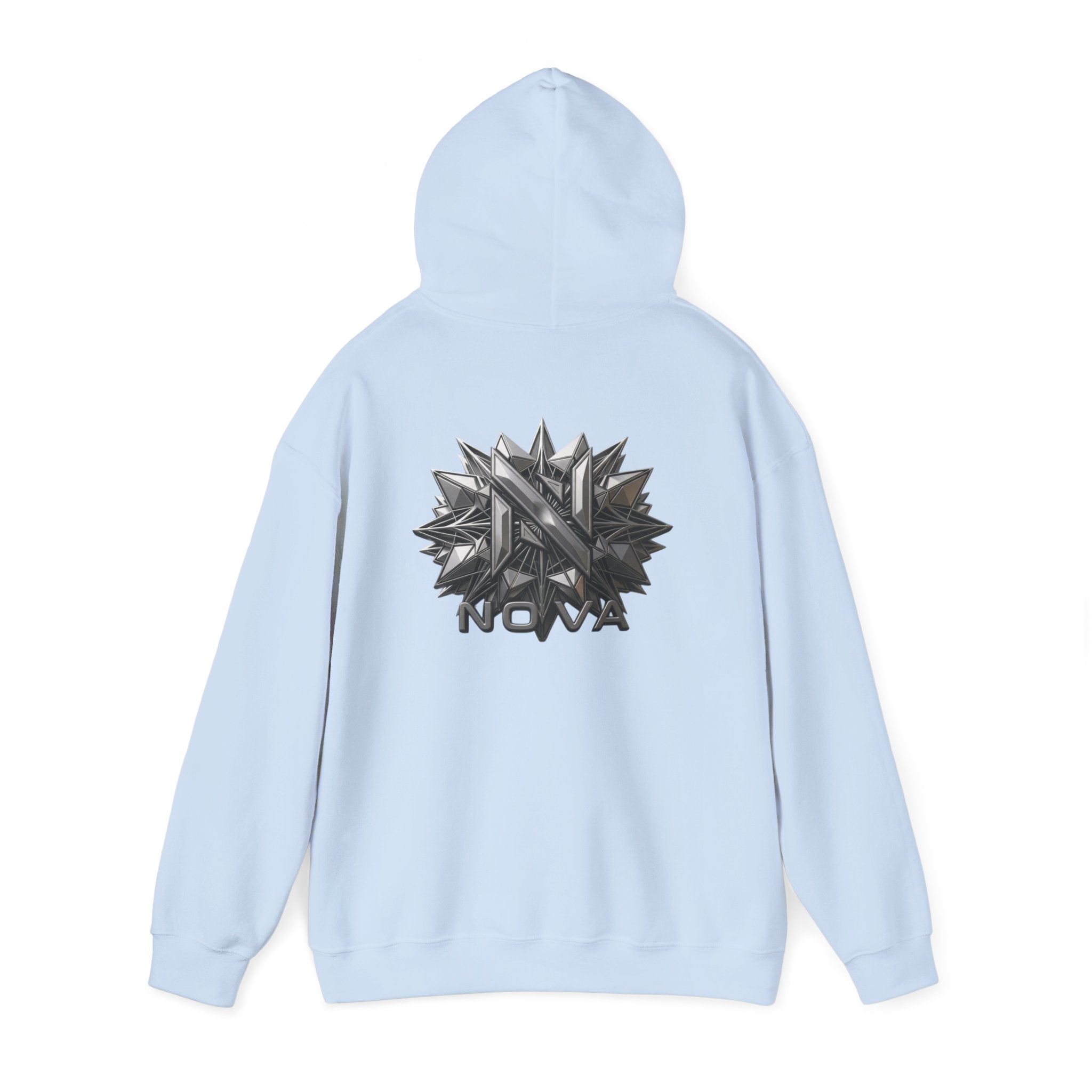 Nova  Hoodie — Geometric Metallic Emblem Pullover