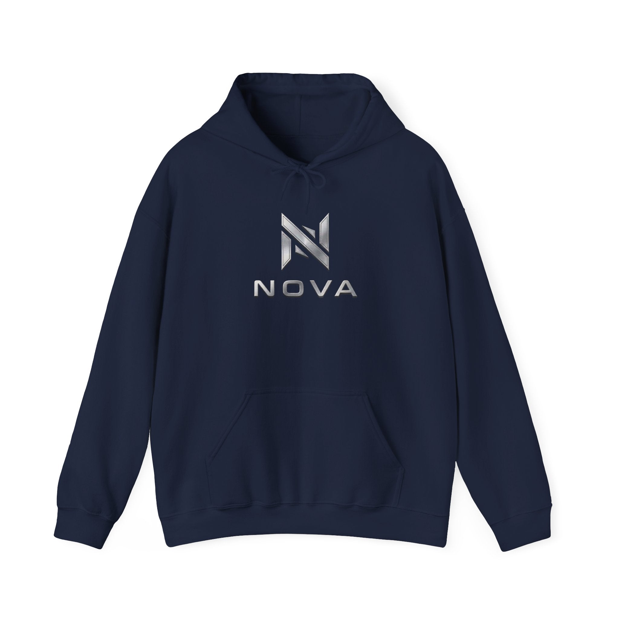 Nova  Hoodie — Geometric Metallic Emblem Pullover