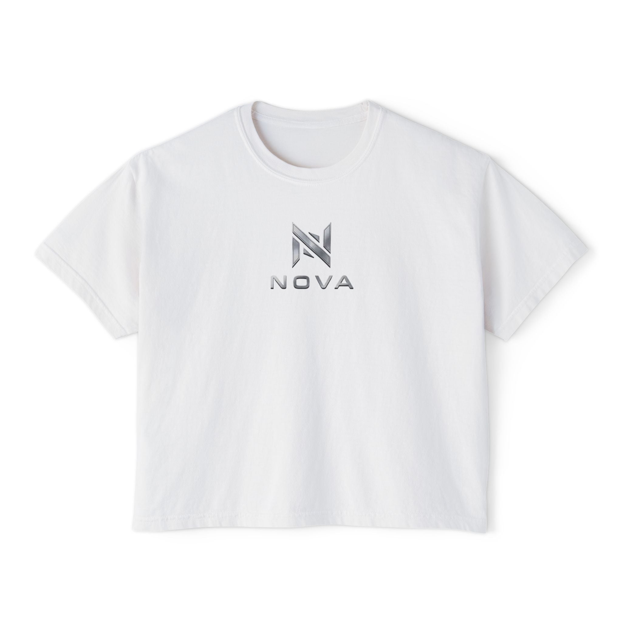 Nova Logo Women's Boxy Tee - Minimalist Graphic Crop T-Shirt