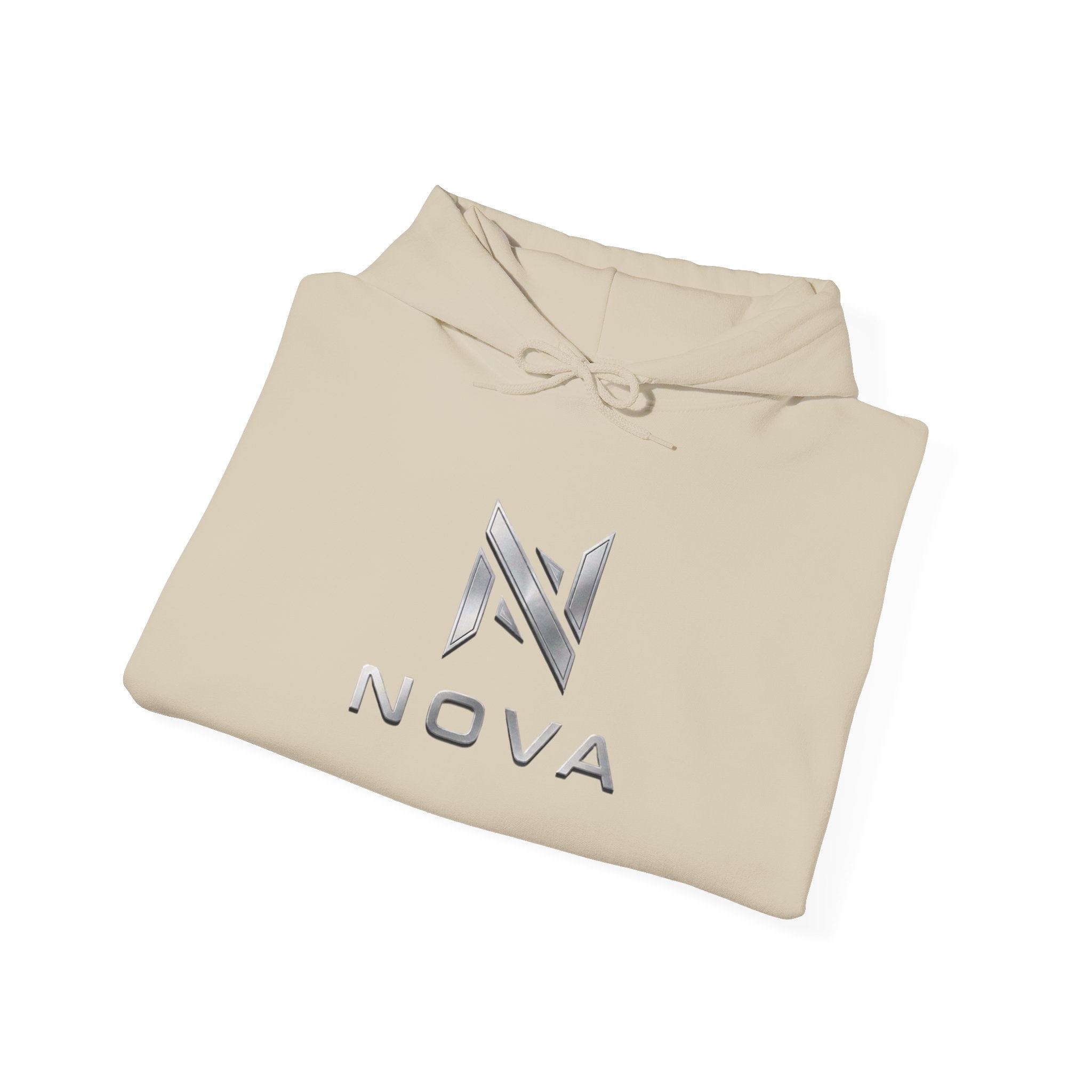 Nova  Hoodie — Geometric Metallic Emblem Pullover