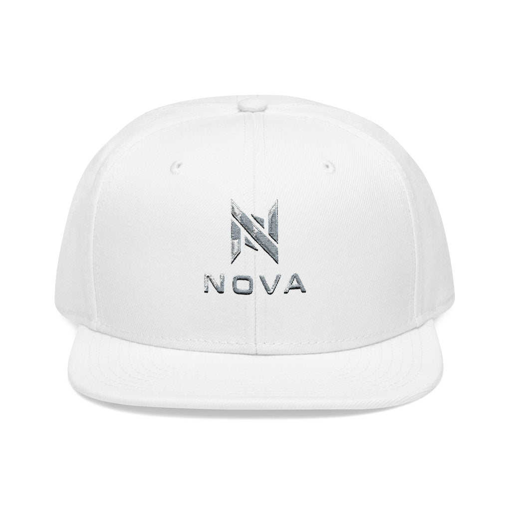 Embroidered Nova Snapback Hat – Black/Charcoal Flat Brim Cap