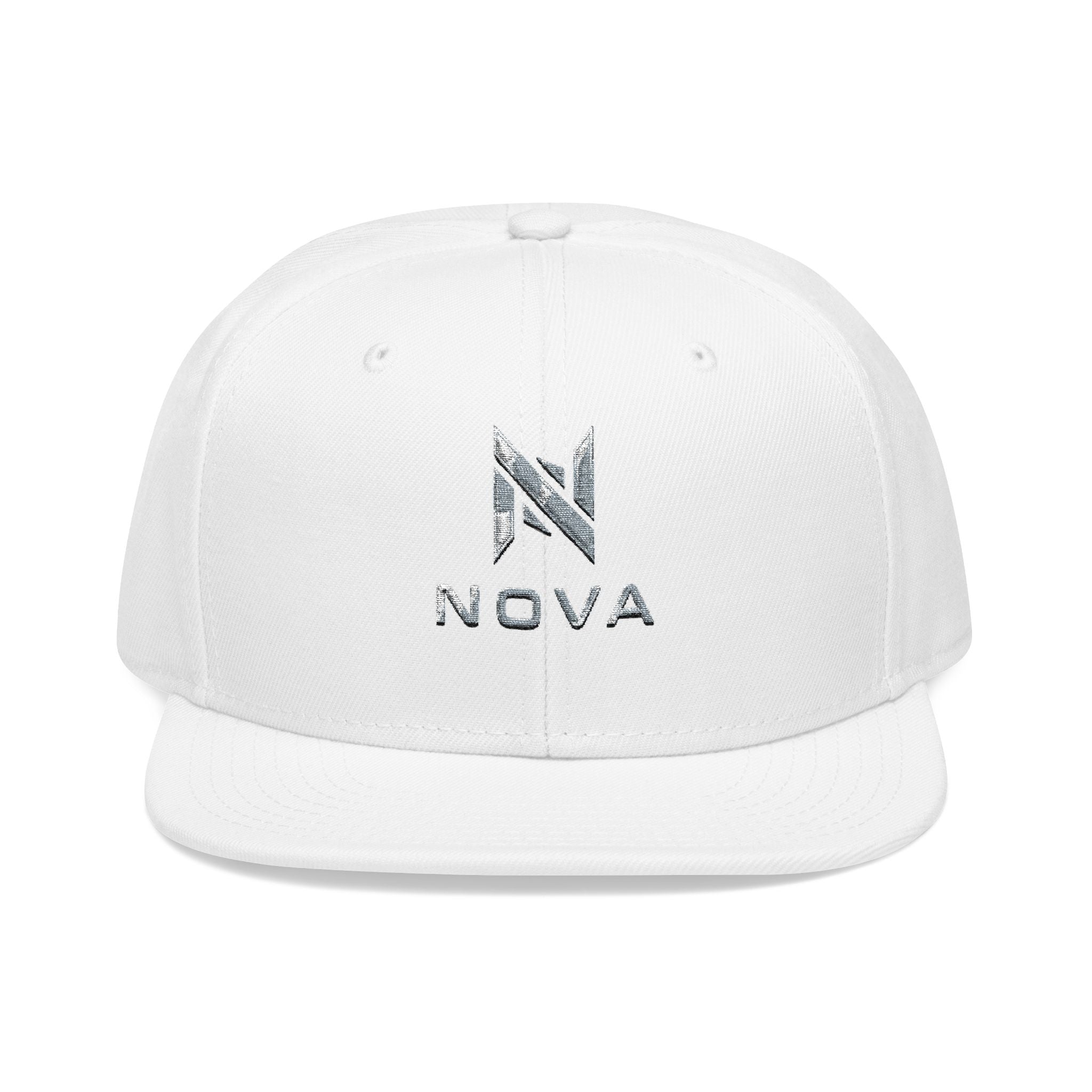 Embroidered Nova Snapback Hat – Black/Charcoal Flat Brim Cap