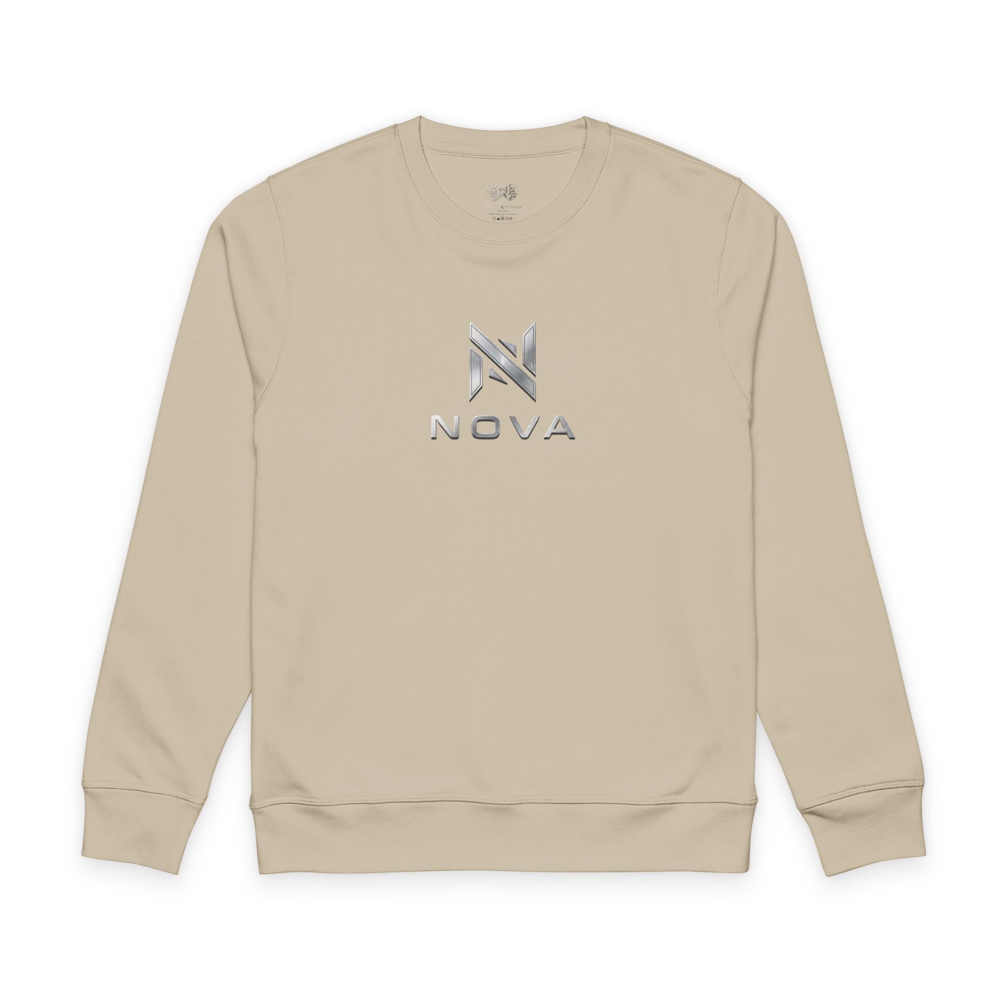 Nova Sweatshirt — Minimal Front, Geometric Star Back Organic Crewneck