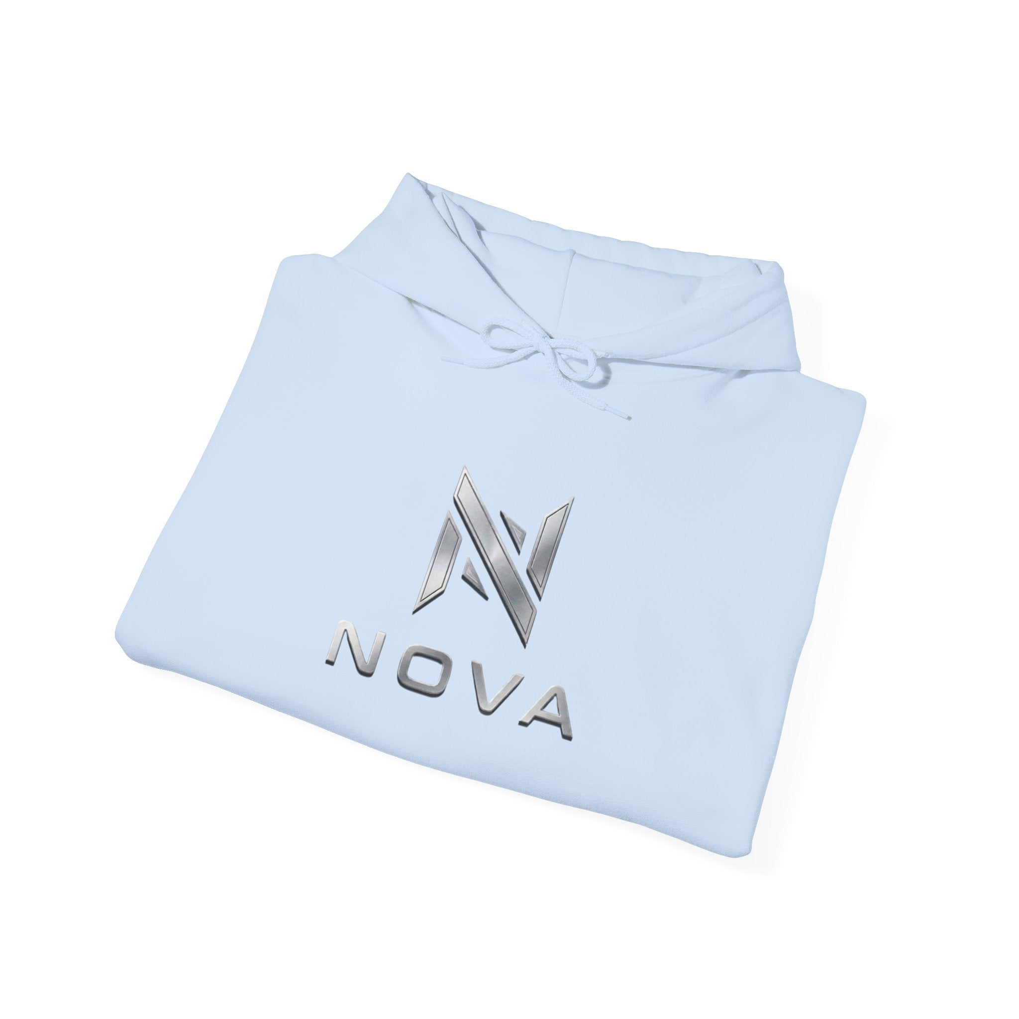 Nova  Hoodie — Geometric Metallic Emblem Pullover