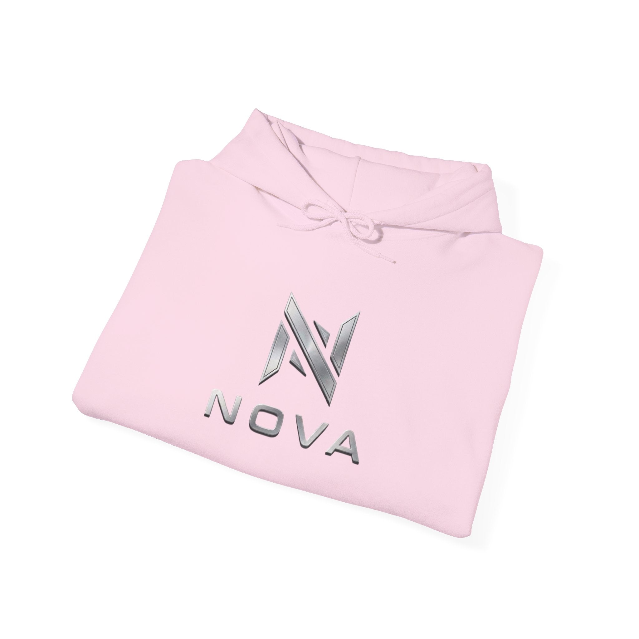 Nova  Hoodie — Geometric Metallic Emblem Pullover