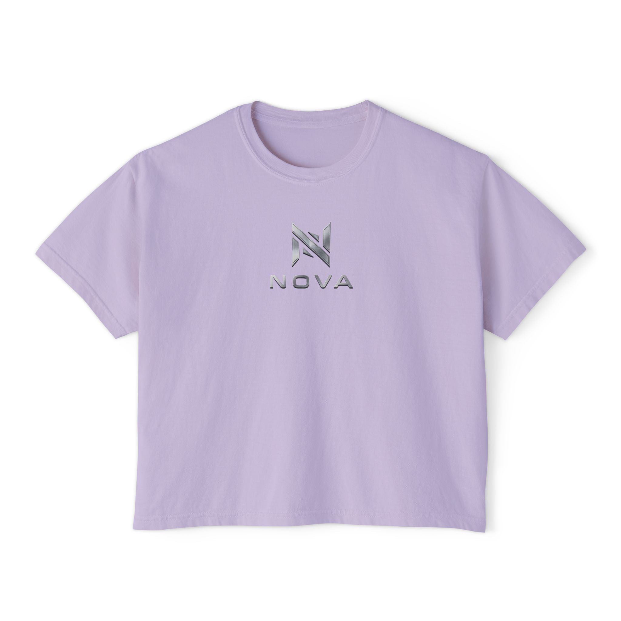 Nova Logo Women's Boxy Tee - Minimalist Graphic Crop T-Shirt