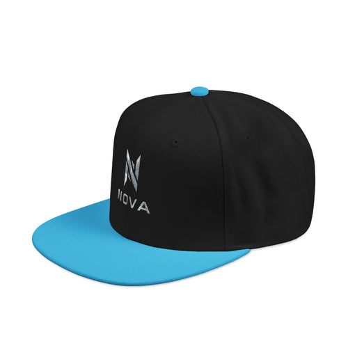 Embroidered Nova Snapback Hat – Black/Charcoal Flat Brim Cap