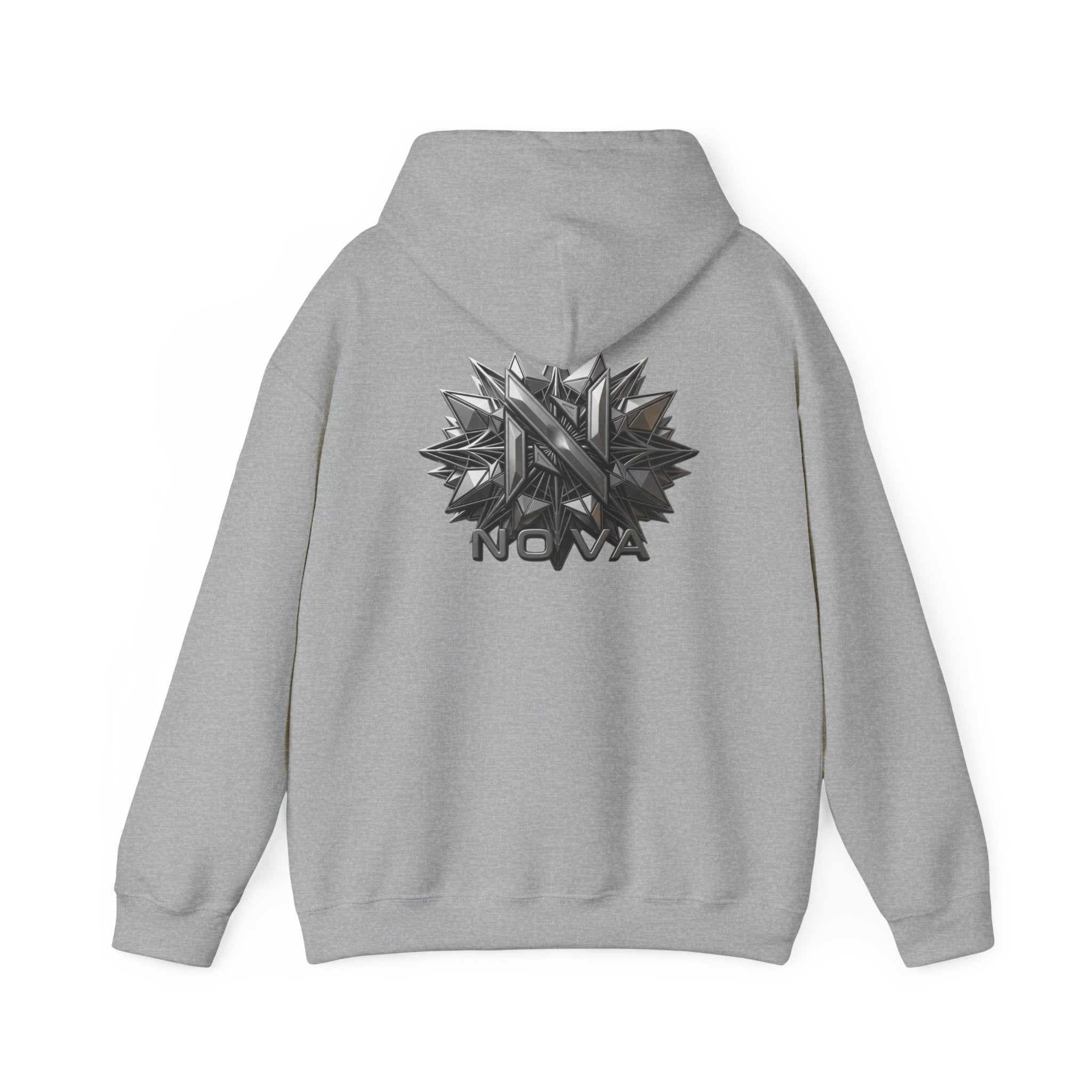 Nova  Hoodie — Geometric Metallic Emblem Pullover