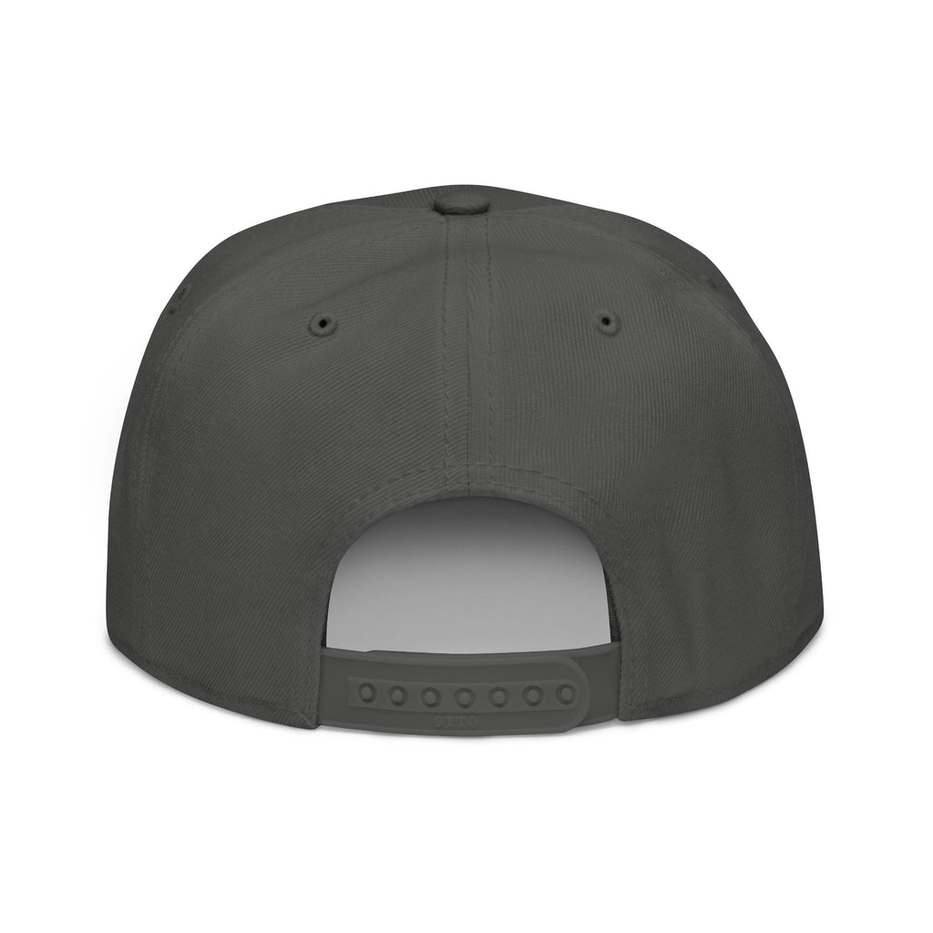 Embroidered Nova Snapback Hat – Black/Charcoal Flat Brim Cap