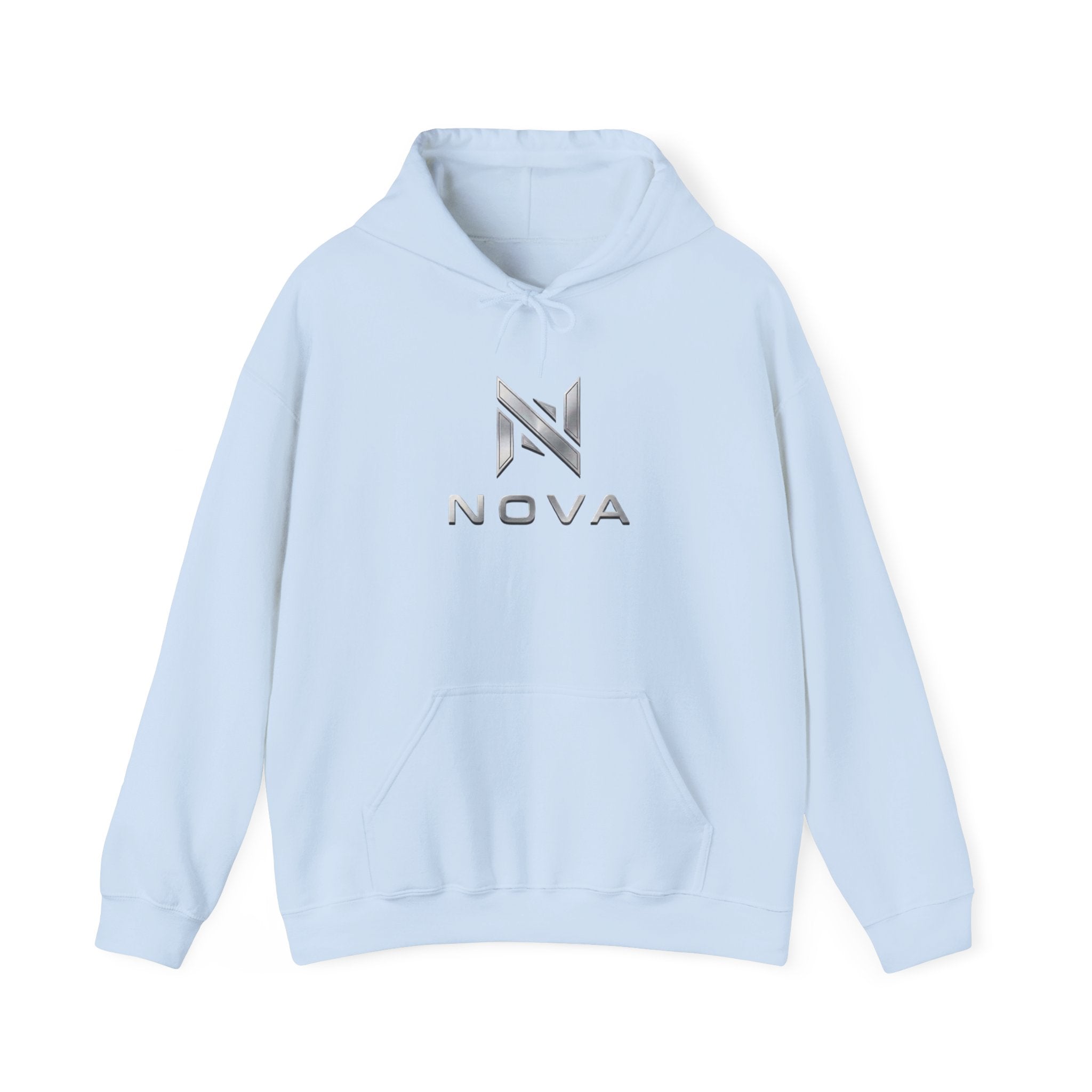 Nova  Hoodie — Geometric Metallic Emblem Pullover