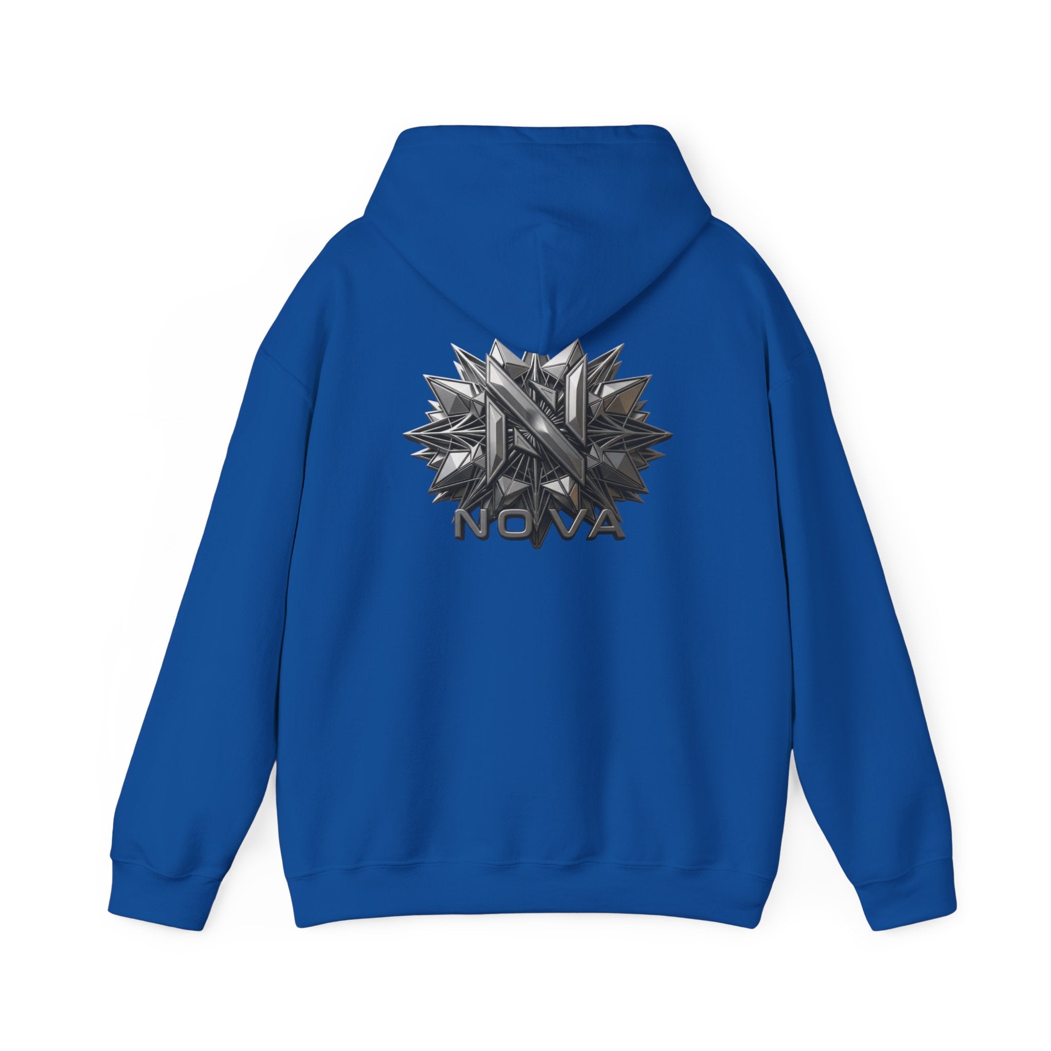 Nova  Hoodie — Geometric Metallic Emblem Pullover