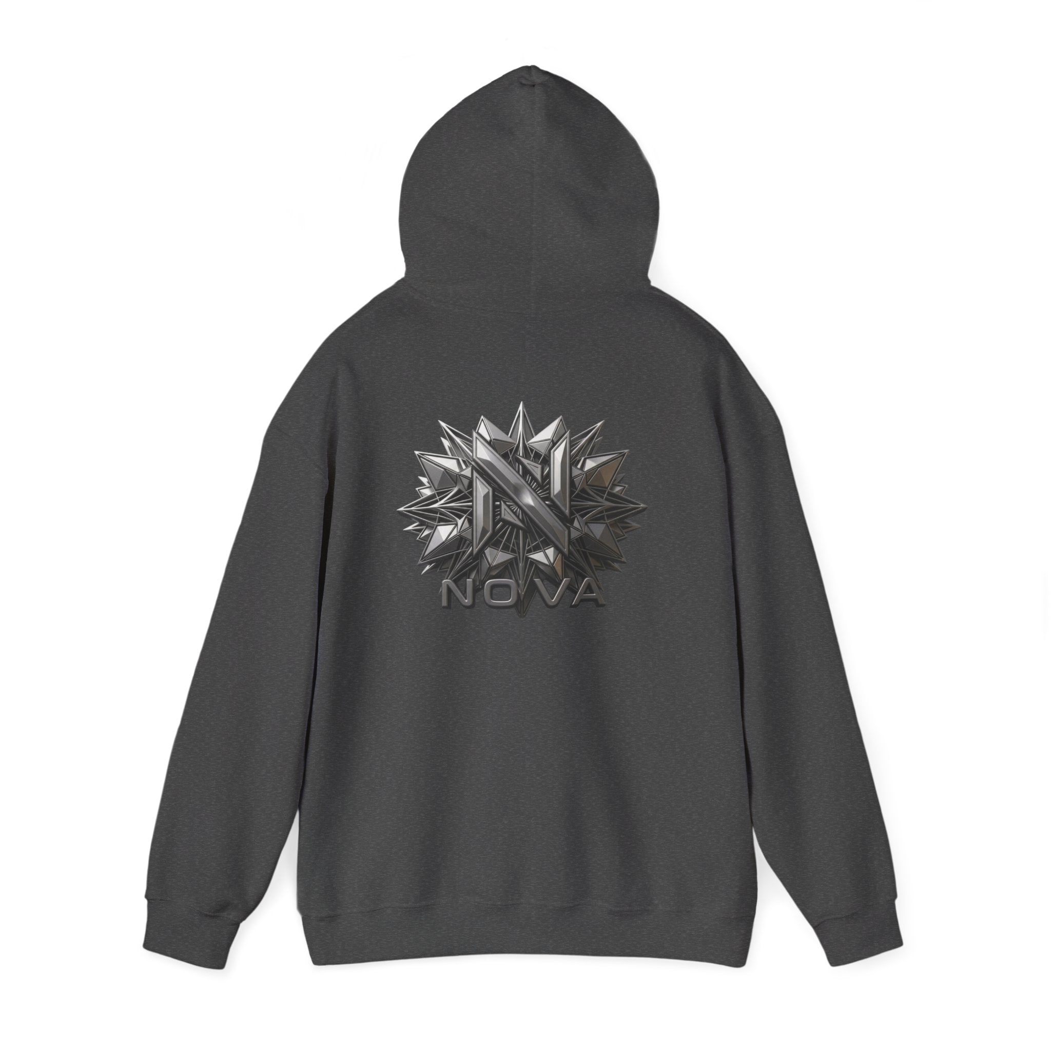 Nova  Hoodie — Geometric Metallic Emblem Pullover