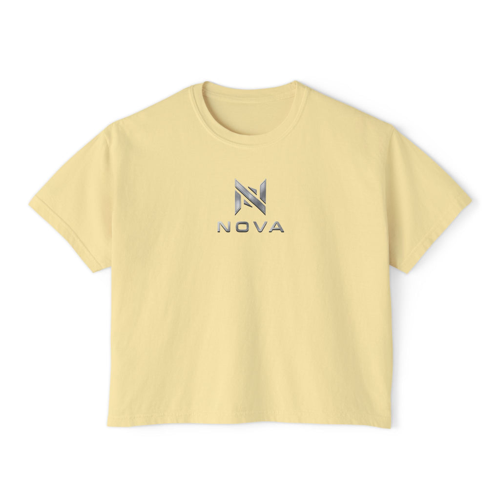 Nova Logo Women's Boxy Tee - Minimalist Graphic Crop T-Shirt