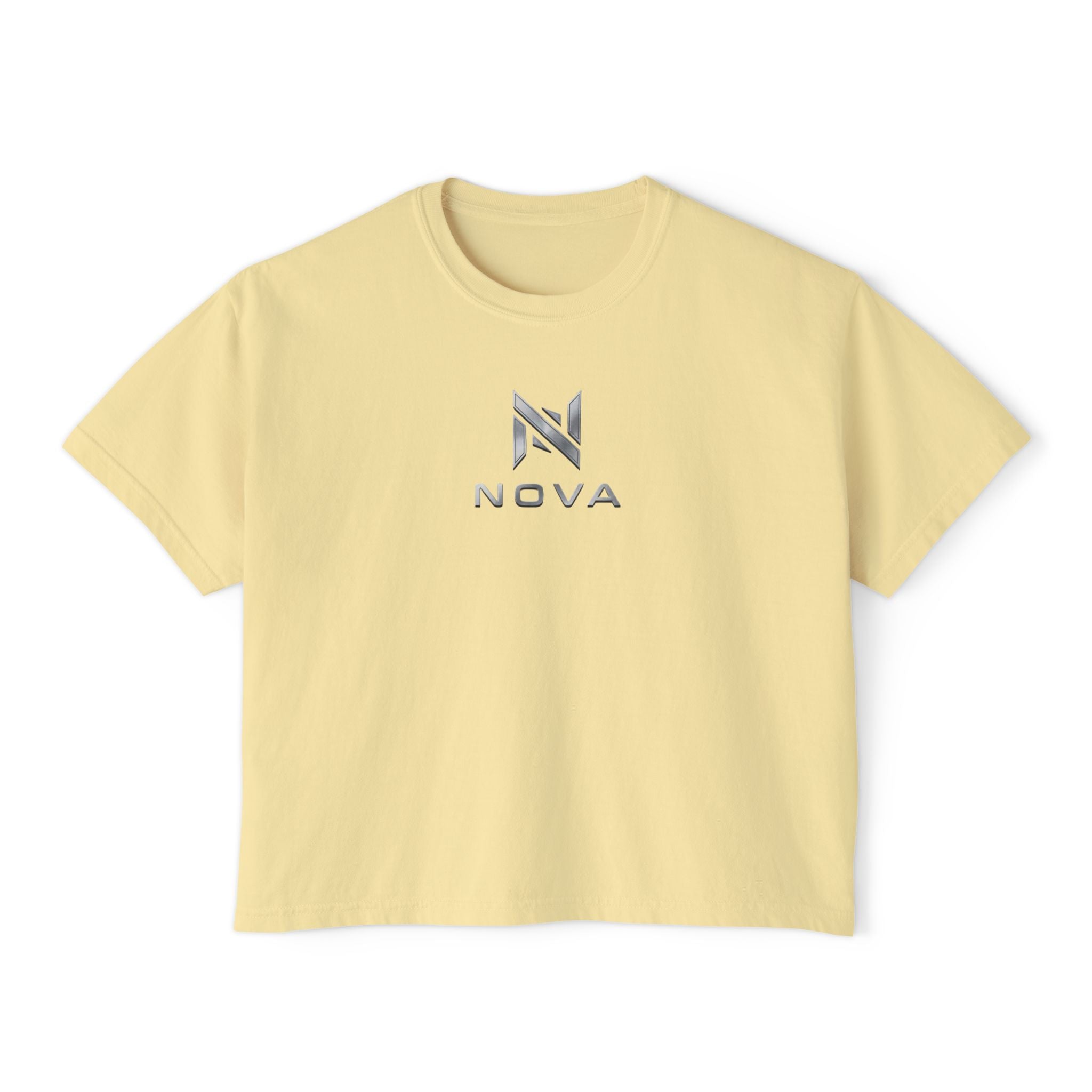 Nova Logo Women's Boxy Tee - Minimalist Graphic Crop T-Shirt