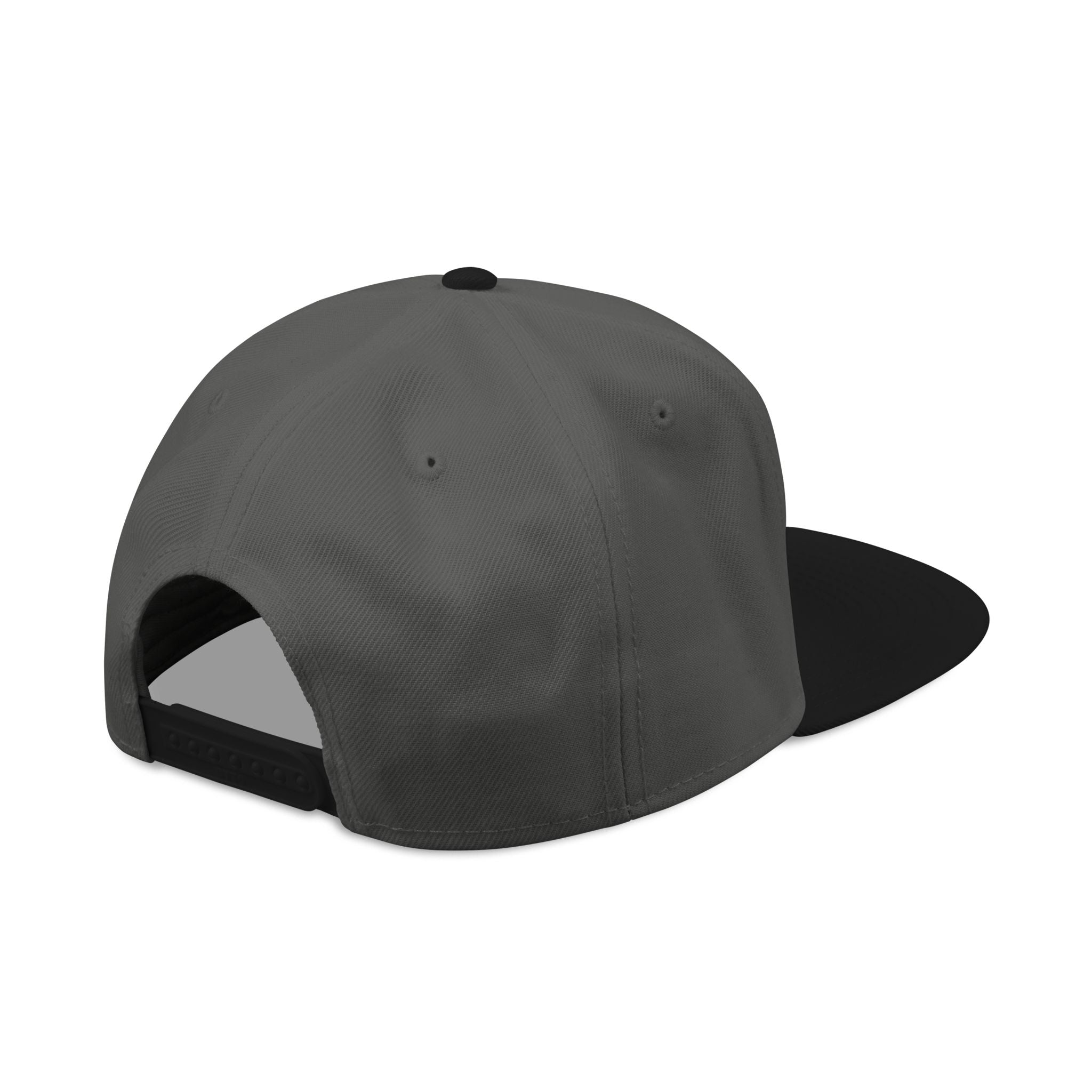 Embroidered Nova Snapback Hat – Black/Charcoal Flat Brim Cap